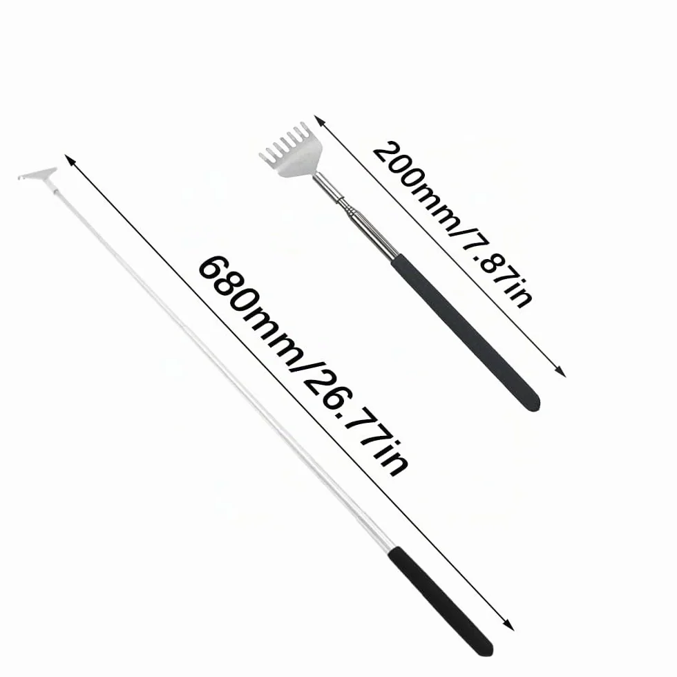 Rascador de Espalda Telescópico 20-68 cm, Masajeador de Acero Inoxidable