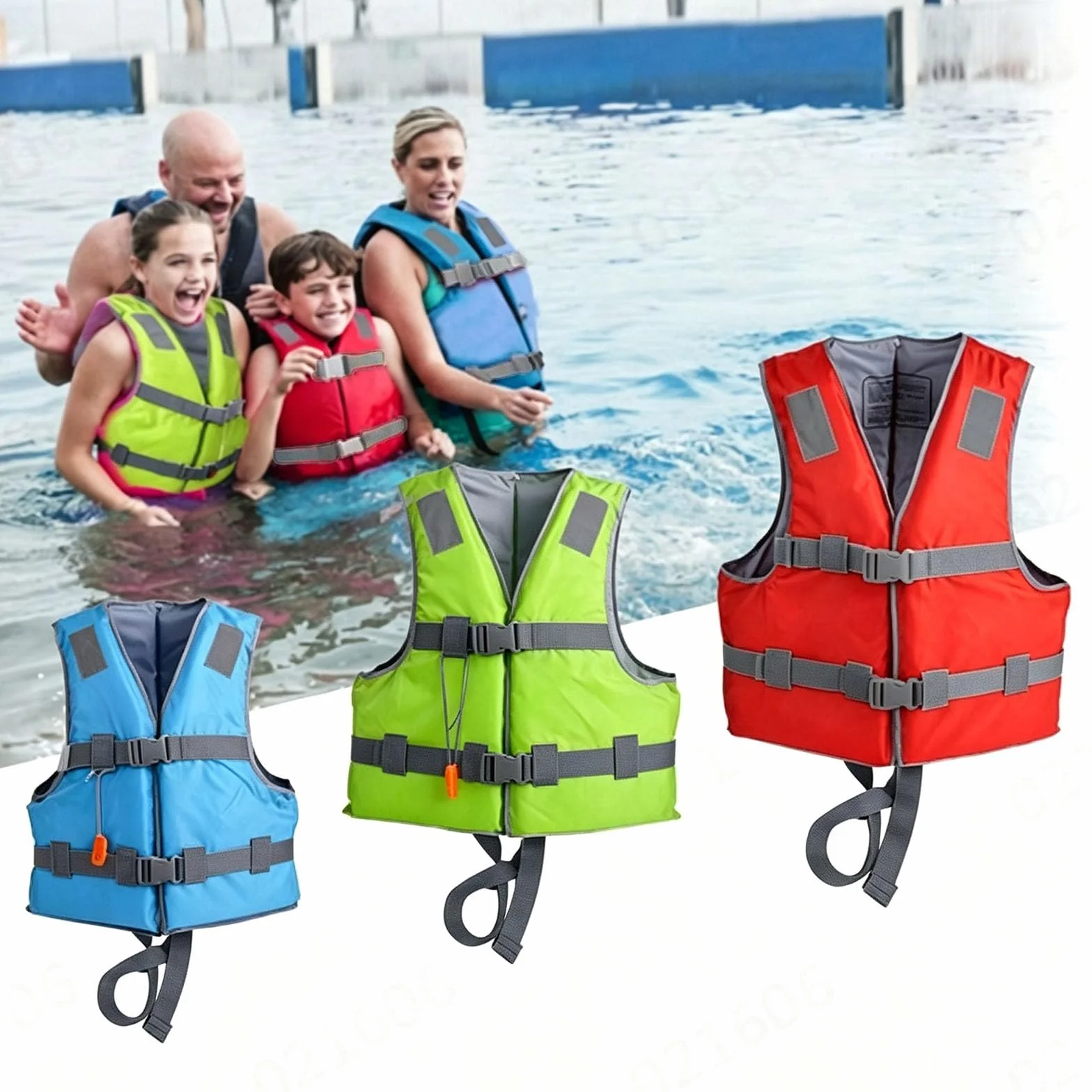 Genérico Chaleco Salvavidas Ligero Turístico, 5 Tallas S-XXL Plegable con Silbato, para Vacaciones de Playa, Piscina y Turismo Acuático de Fin de Semana