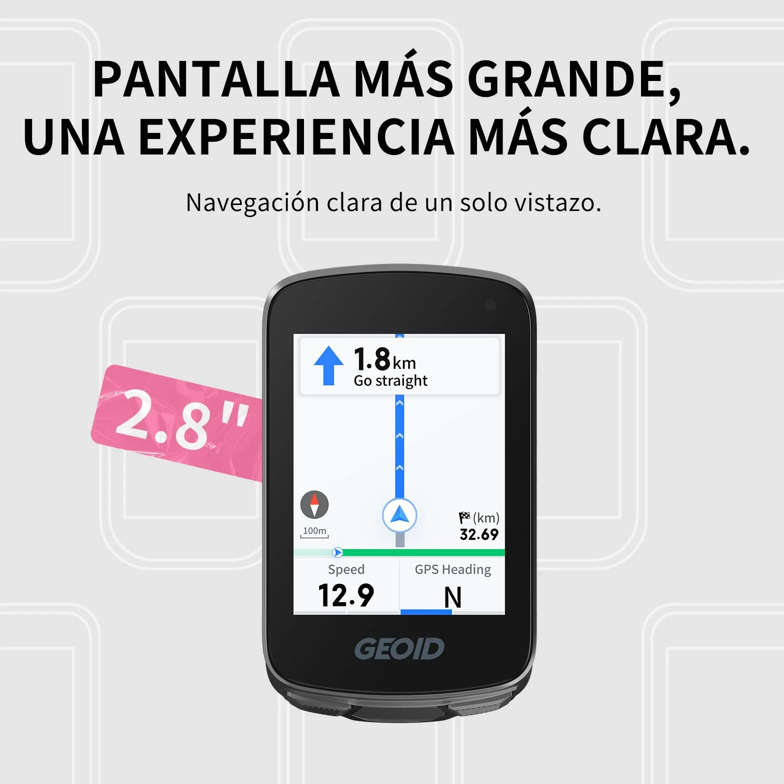 GEOID CC700 GPS Ciclocomputador Bicicleta Sin Cables Pantalla Color 2.8 Pulgadas Navegación Ruta Ant+ Bluetooth IPX7 Impermeable Autonomía 15-25H