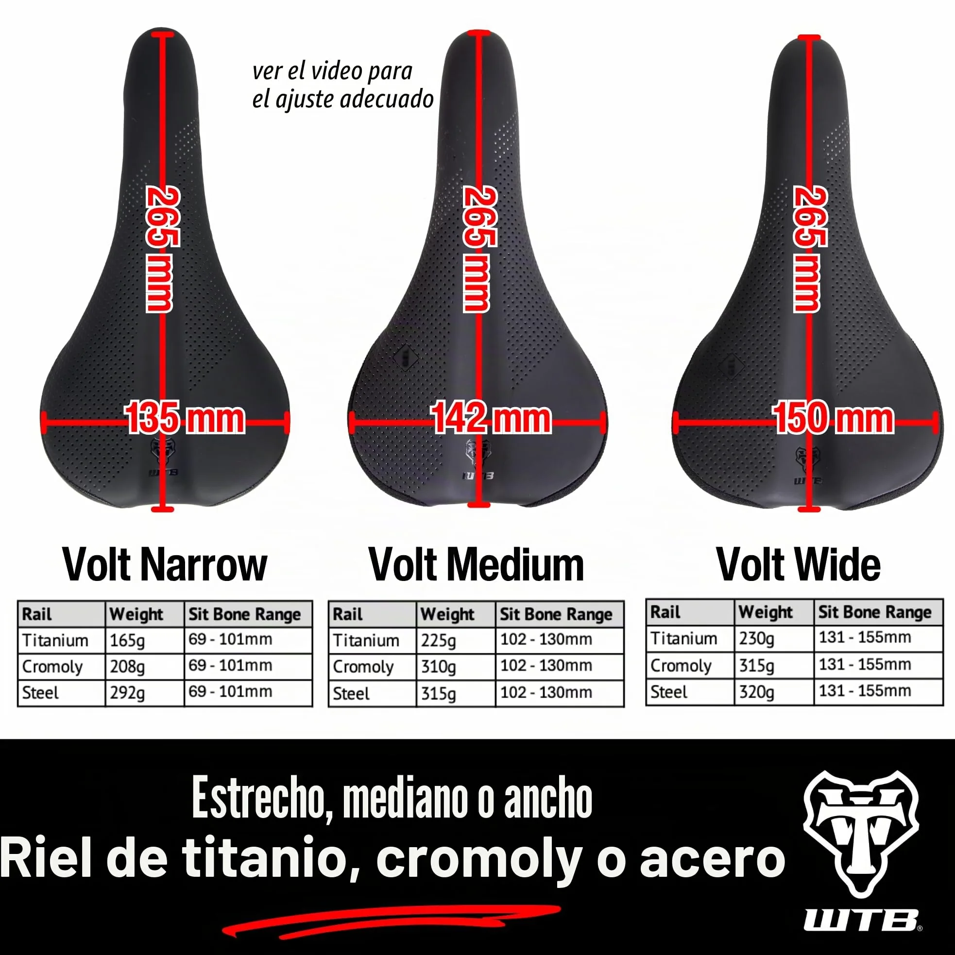 WTB Volt Sillín Estrecho Cromoly Negro (W065-0583)
