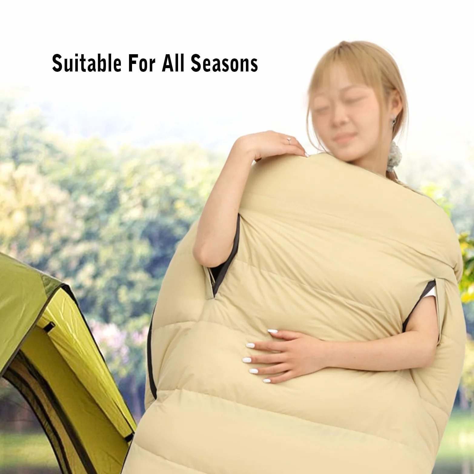 Saco de Dormir for Acampar, Sacos de Dormir livianos y portátiles con Orificios for los Brazos y Almohada Que se Pueden unir for Dos Personas, Impermeable y cálido, Adecuado for Adultos