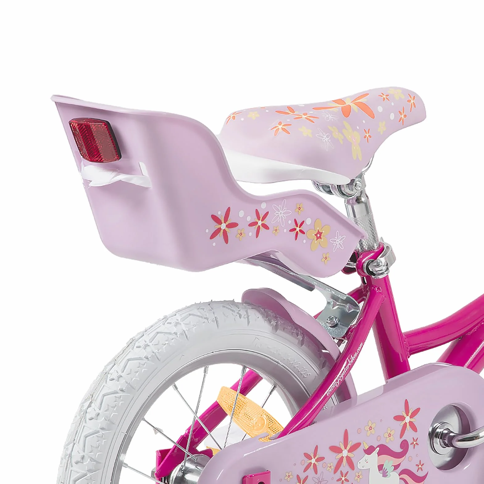 JOYSTAR Bicicleta Unicornio 12/14/16/18 Pulgadas para Niñas de 2-9 años, Bicicleta Infantil con Asiento de Muñeca y Ruedas Estabilizadoras y Cesta