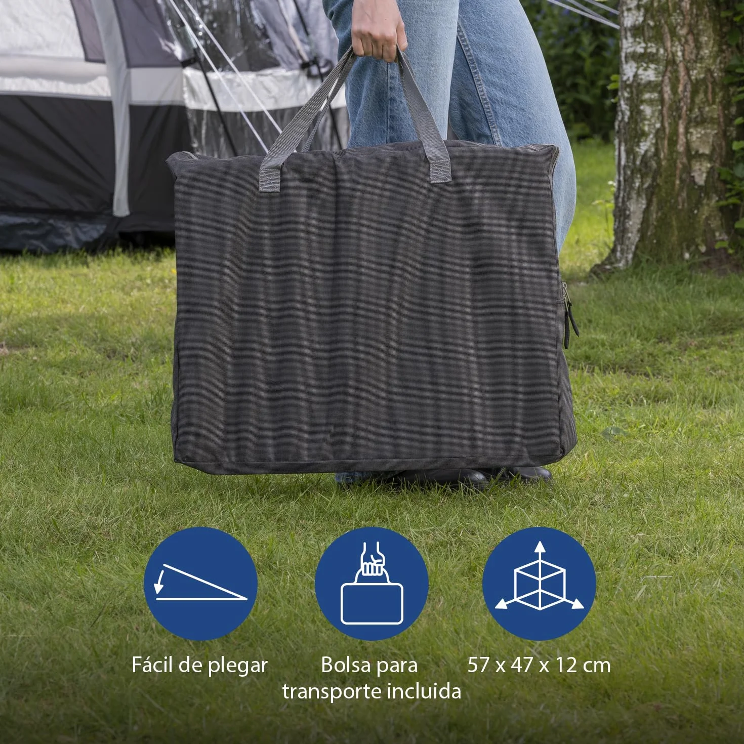CAMPART Travel CU-0719 Armario de Camping Nice, Tres Compartimentos, Estructura de Aluminio, 97 cm de Altura, Unisex, Gris