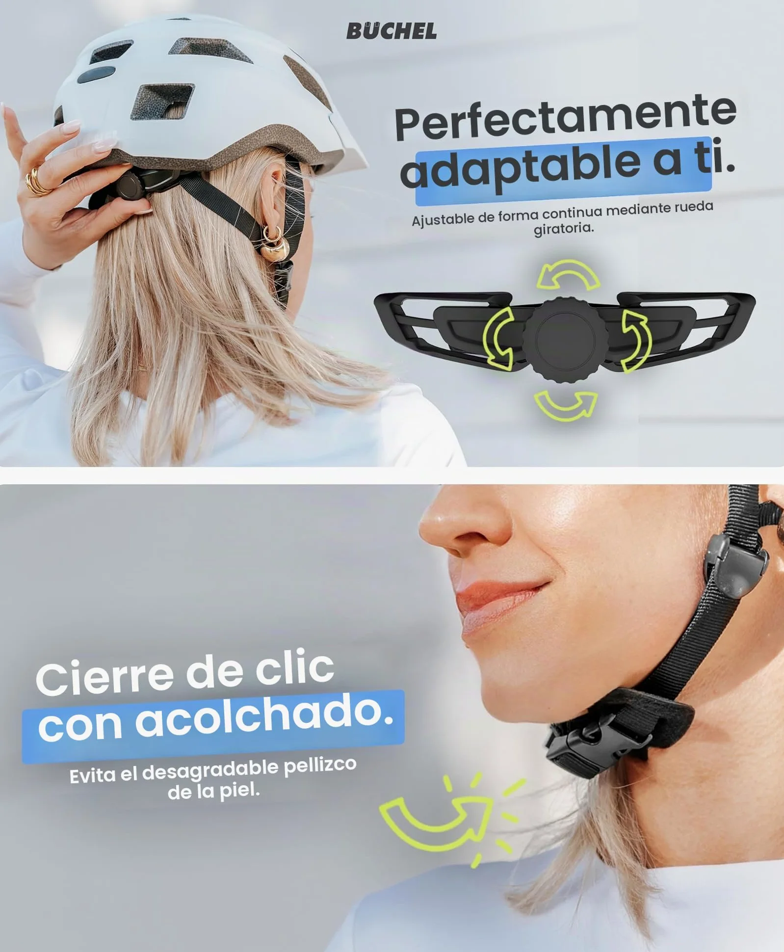 BÜCHEL Casco Bicicleta Adulto - Casco Bici con Tecnología In-Mould y Sistema CAM Lock para Hombre Mujer Niños - De Mentón Y Red Anti-Insectos Lavable - Capacete Bicicleta 52-57 cm y 58-61 cm