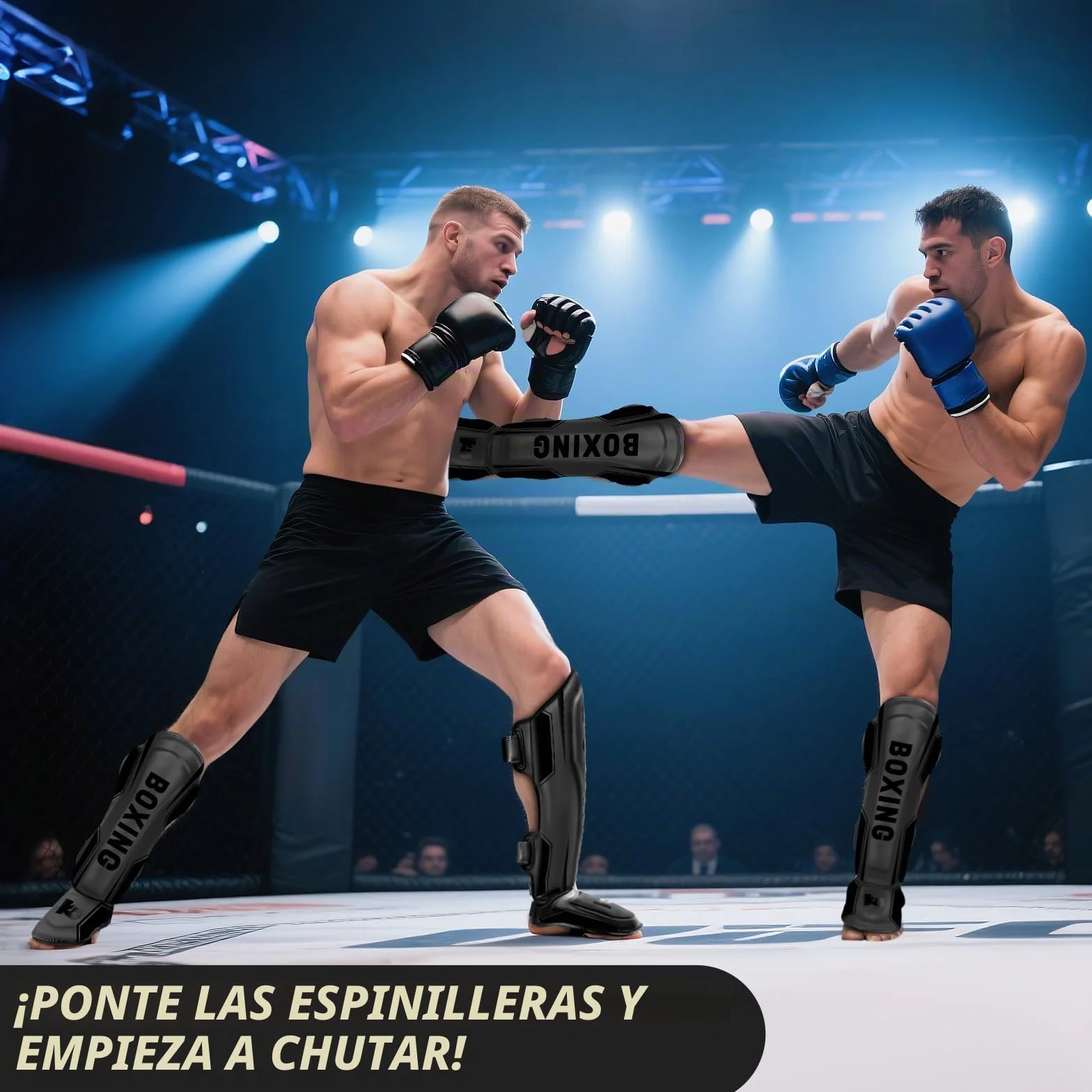 NZQXJXZ Espinilleras de Kickboxing, Espinilleras de Muay Thai, Protectores de Piernas Ajustables con Protección para el Empeine, Equipo de Entrenamiento para Entrenamiento y Combate de MMA