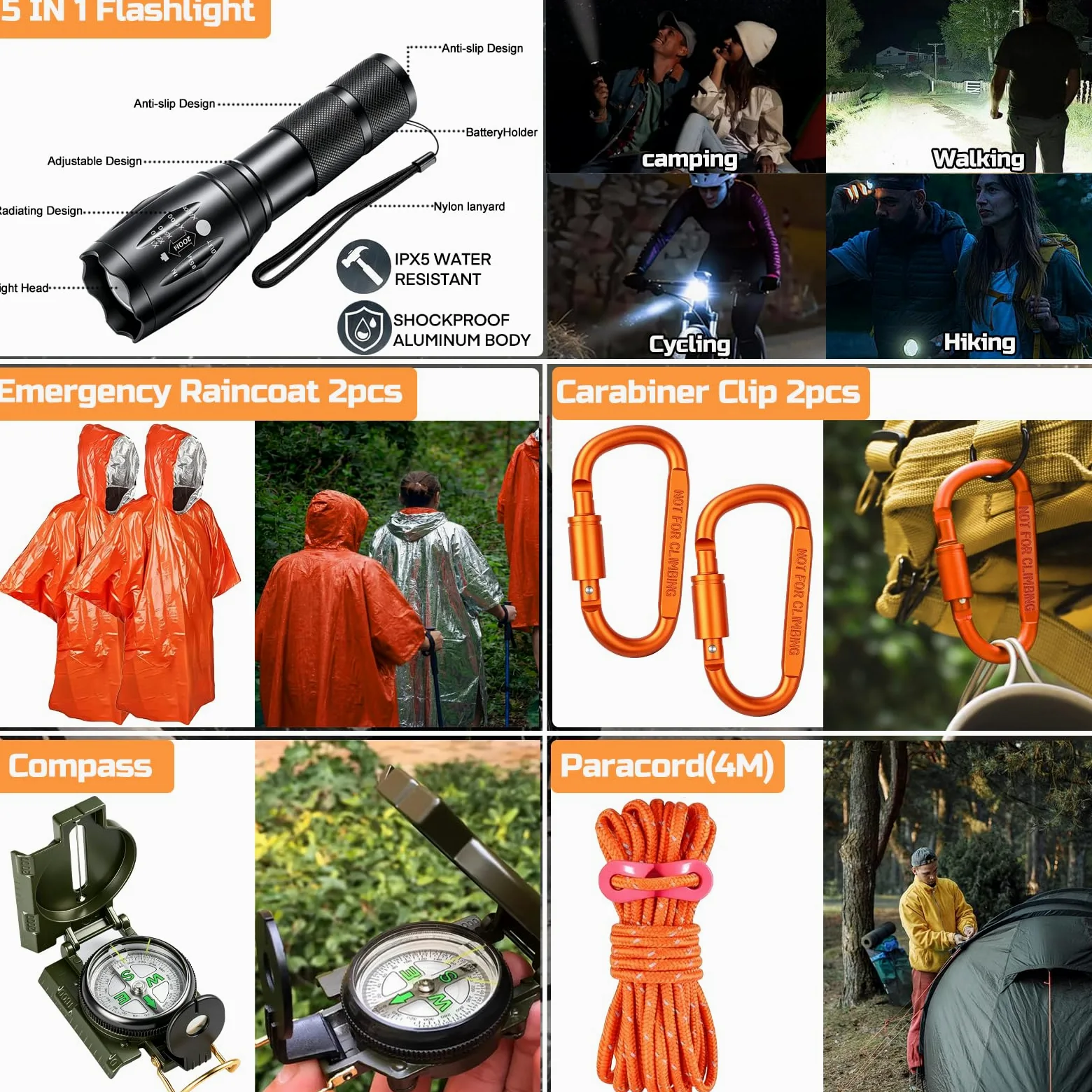 13 in 1 Kit de Supervivencia,Kit Supervivencia,Juego de Accesorios para Acampar,Set de Camping con Hachas de Supervivencia,Palas Plegables,Sierras Plegables,Regalos para Hombres,para Acampar,Aventura