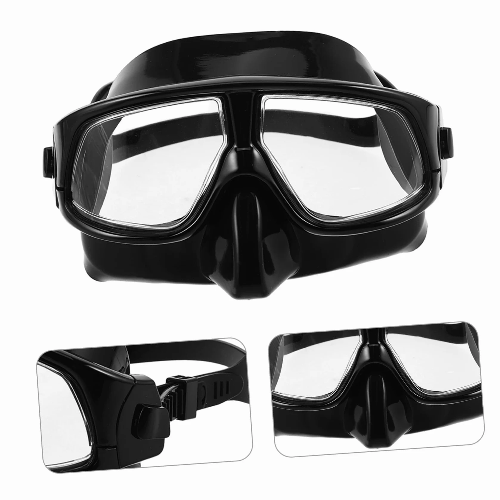 Máscara de Snorkel de Gran Visión Volumen para Adultos | Silicona Negra, Uso en Piscina y Snorkel, Diseño con Cubierta Nasal y Ajuste Cómodo