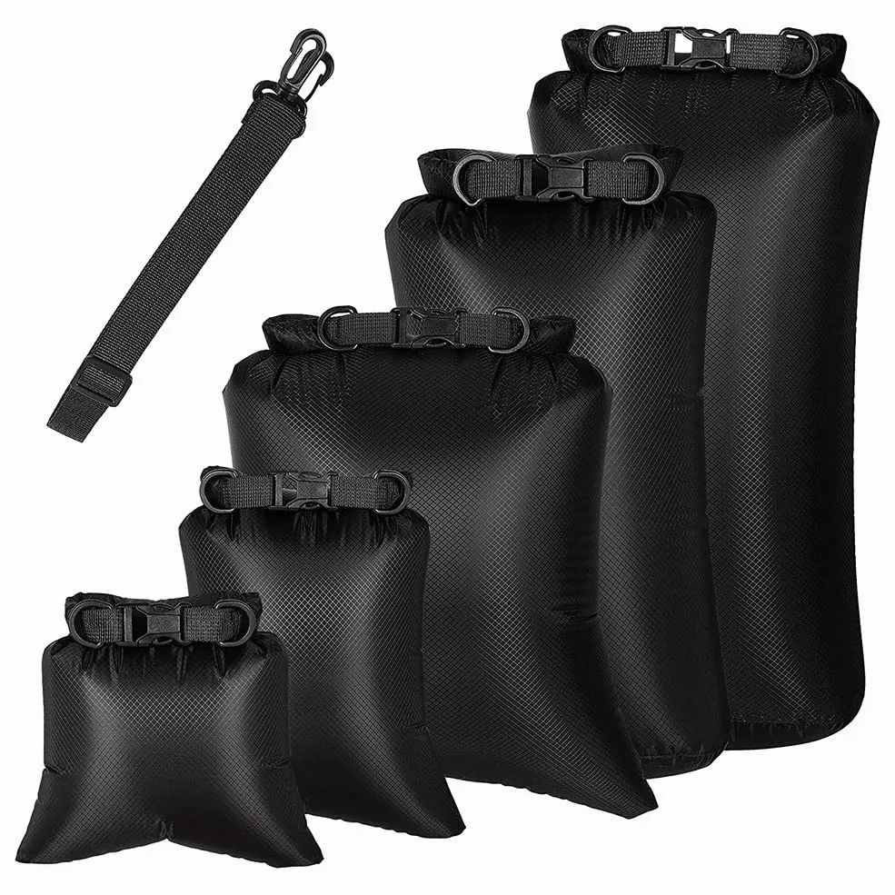 Pack de 6 Bolsas Impermeables para Kayaking, Boating, Bolsa Seca, Almacenamiento al Aire Libre para Canoeing, Camping, natación, Senderismo, Color Negro