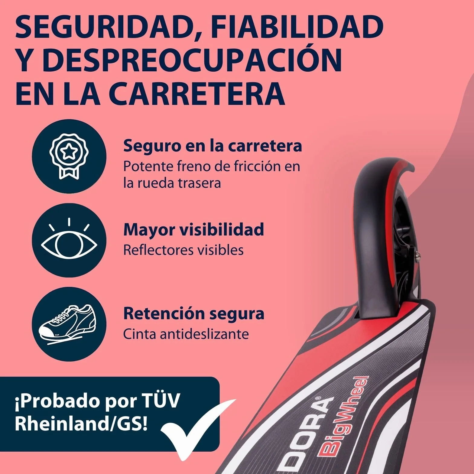HUDORA BigWheel Scooter 205 Scooter Robusto de Aluminio Regulable en Altura y Plegable para Niños y Adultos hasta 100 kg