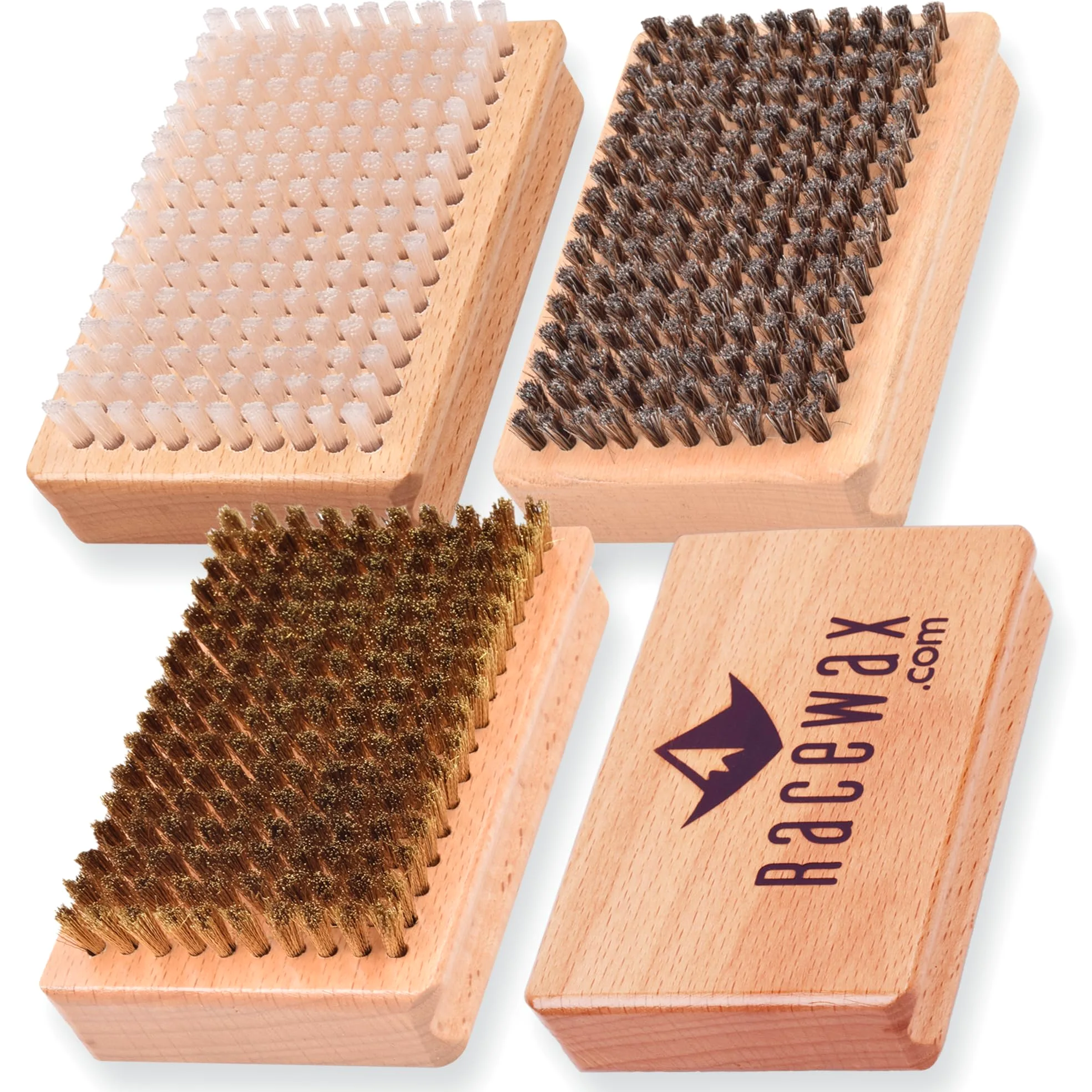 RaceWax Pro Ski Wax ZL-6336 - Kit de Cepillo de Mano (Nailon, Crin de Caballo, latón)