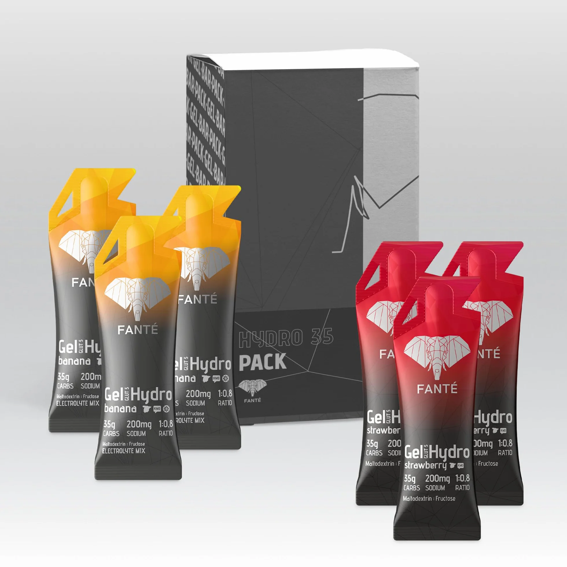 FANTÉ Pack Hydro 35 | 6 Geles Energéticos con 35 g de Carbohidratos para Running, Ciclismo y Resistencia