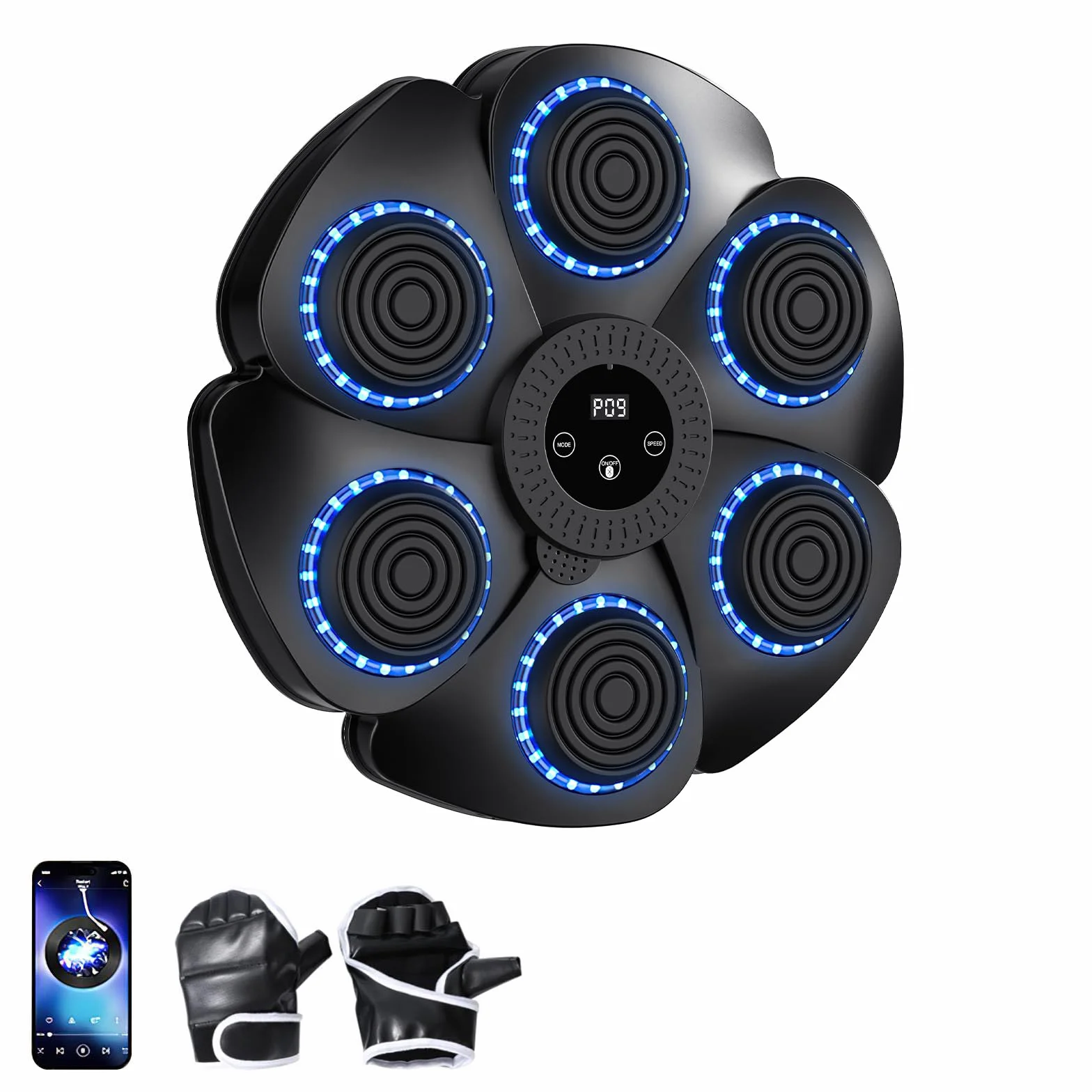 Máquina de boxeo musical Bluetooth inteligente montada en la pared con 9 modos de velocidad y contador para adultos y niños