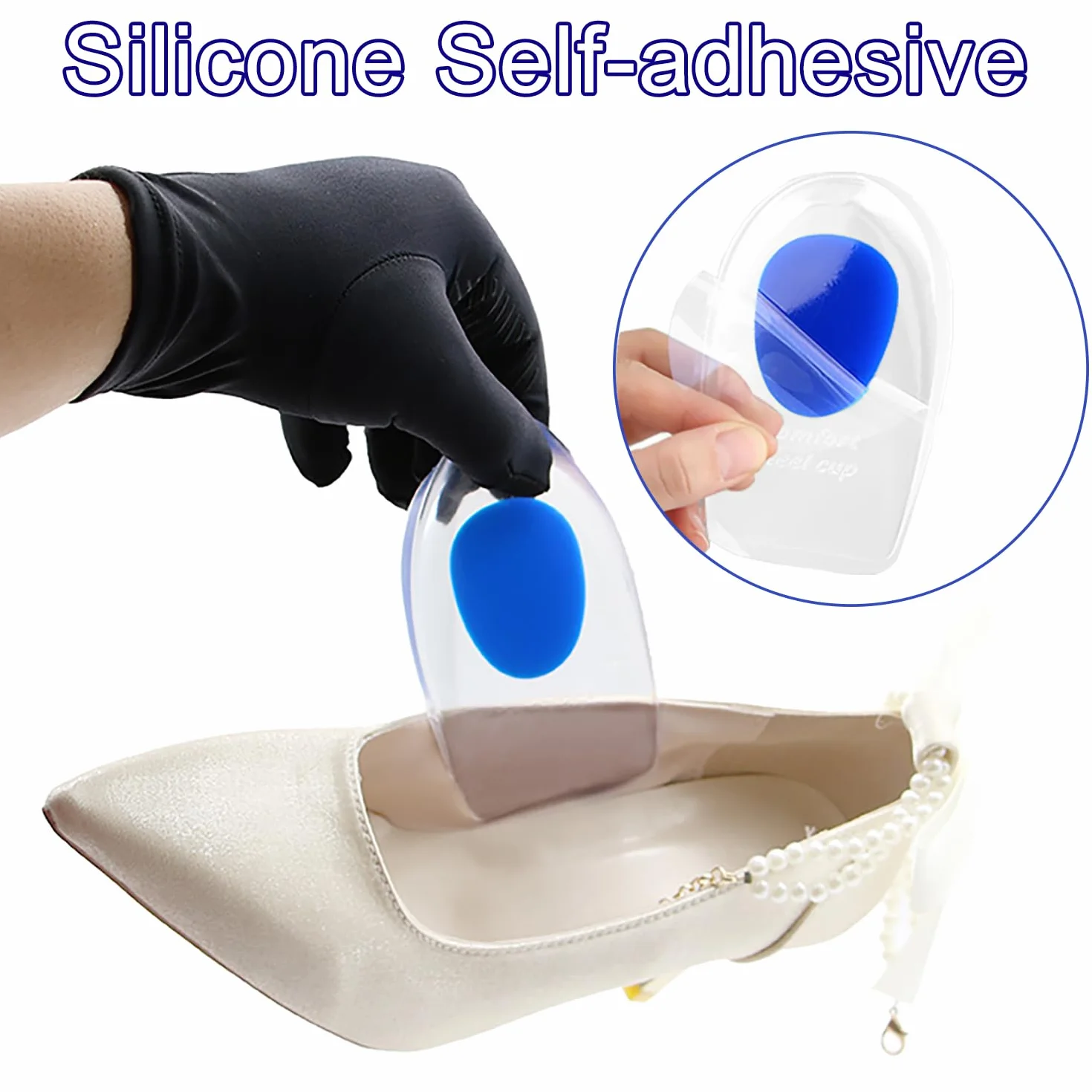 Taloneras Silicona Gel Plantillas de Talón para Fascitis Plantar Espolones Calcáneos (39-45)