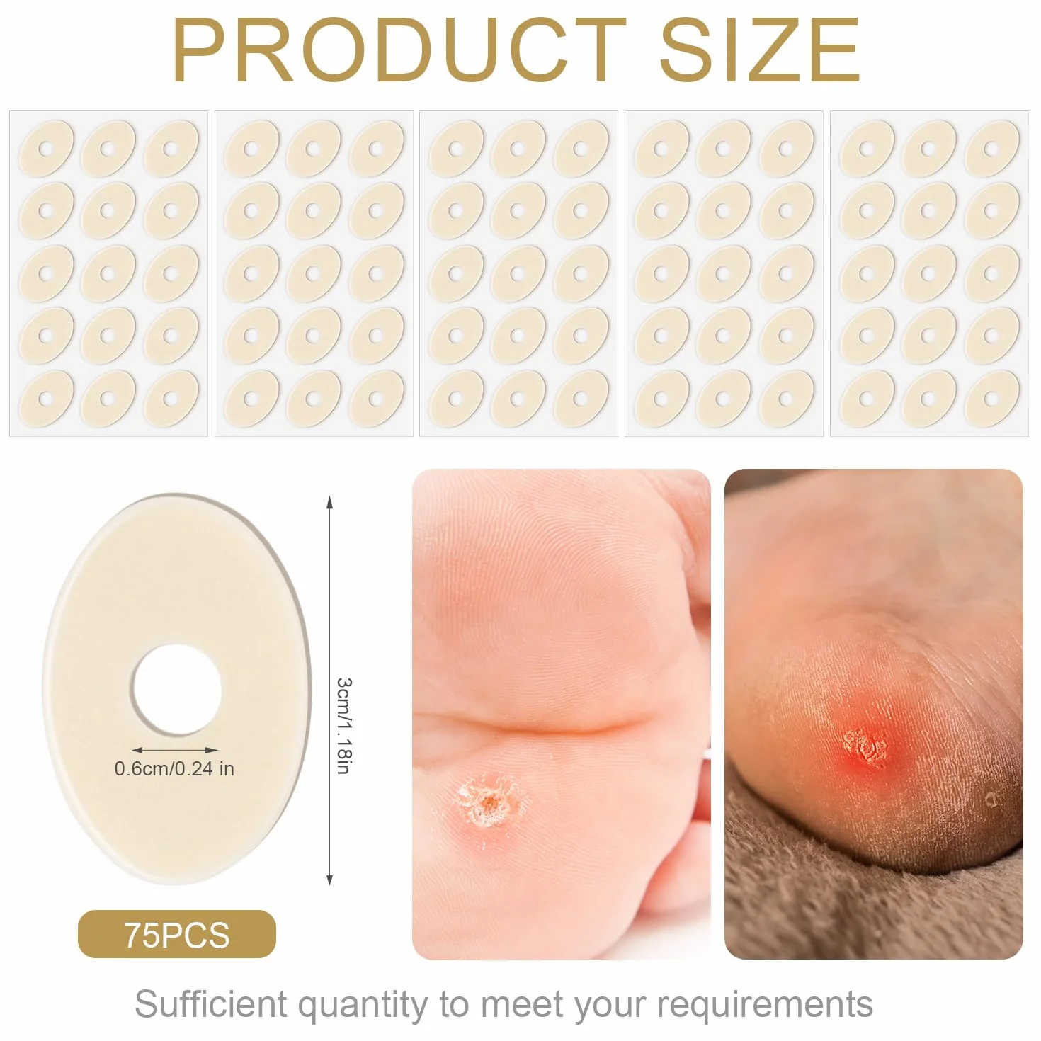 Almohadillas para Callos, Cojines Callos Esponja de Látex Autoadhesivas Protector de Callos para Dedos de Los Pies (Ovalado Pequeño)