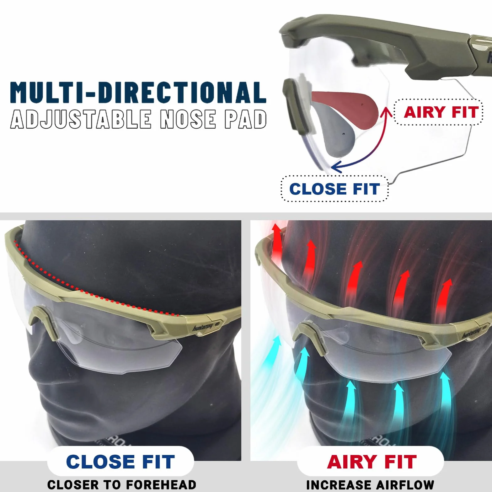 HTS HUNTERSKY Q37 Gafas de sol tácticas de caza polarizadas antivaho, de grado militar, protección contra impactos balísticos, para golf, motocicleta, equitación, correr, conducción, área de pistola
