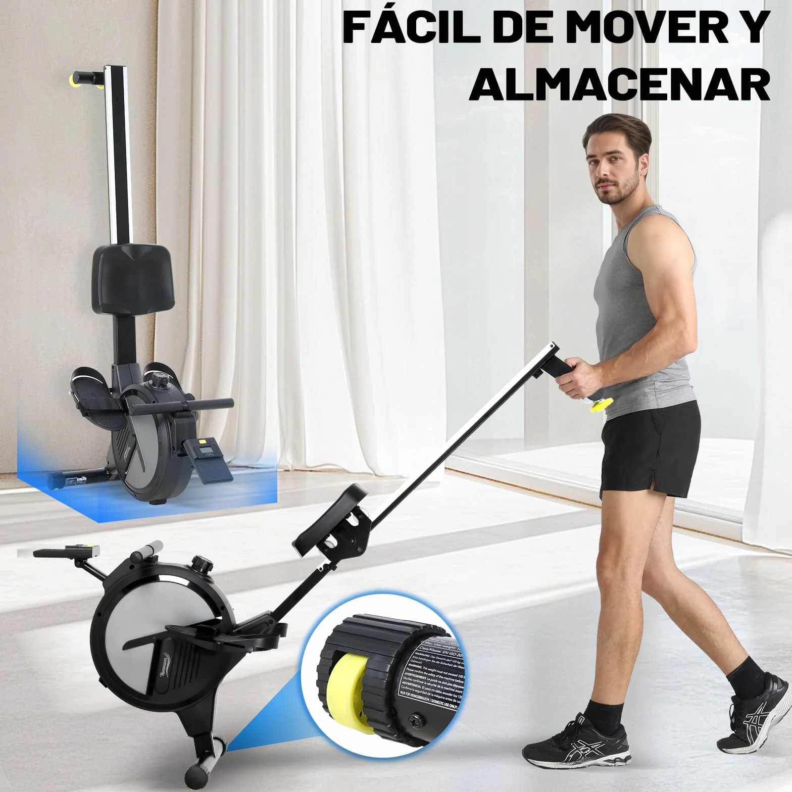 Máquina de Remo para casa, Máquina Remo casa con 16 Niveles de Resistencia, Pantalla LCD, Rowing Machine Magnético súper silenciosa, Nuevo Diseño, Mquina De Remo Profesional Gym En Casa