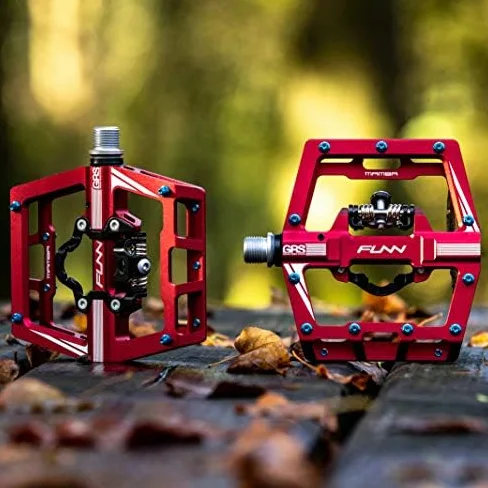 Funn Mamba Pedales Automáticos MTB, Una Cara, Calas SPD (Verde) | cuerpo aleación 6061 CNC, eje CrMo 9/16, rodamiento sellado con casquillo DU, para BMX y gravel