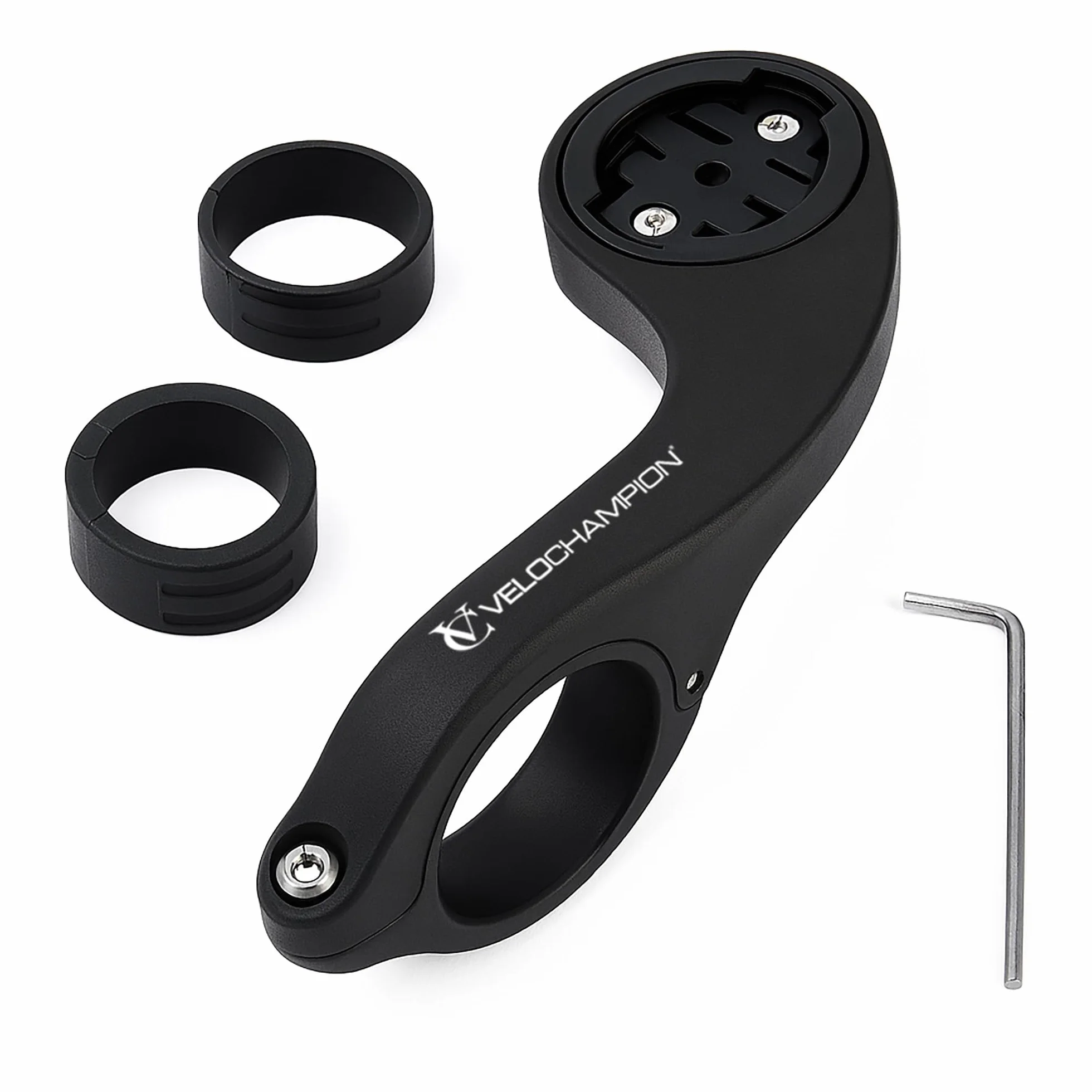 VeloChampion Soporte de Manillar Frontal Compatible con Ciclocomputadores GPS Garmin o Wahoo. Apto para Manillares con Diámetros de 25,4 a 35 mm