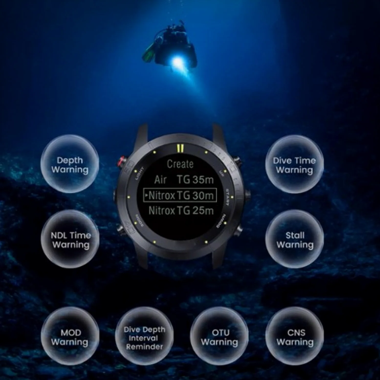 Alomejor Registro de Computadora de Buceo para Hombres Mujeres con Pantalla Vívida de 1,18 Pulgadas 100 M Impermeable a la Computadora de Buceo GPS para Bucear Natación Buceador