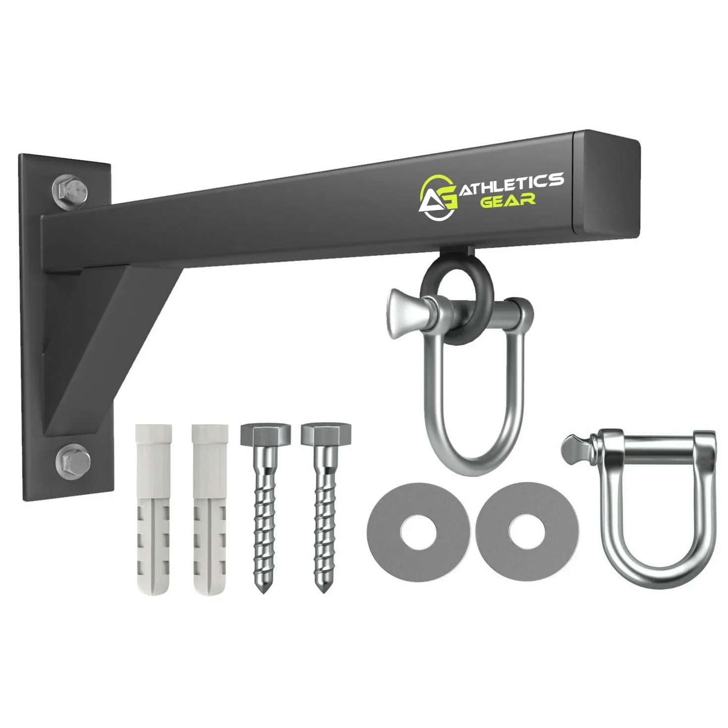 Athletics Gear Soporte para Saco de Boxeo de Pared 30 cm Hierro Calibre 16 Grillete en D Giratorio