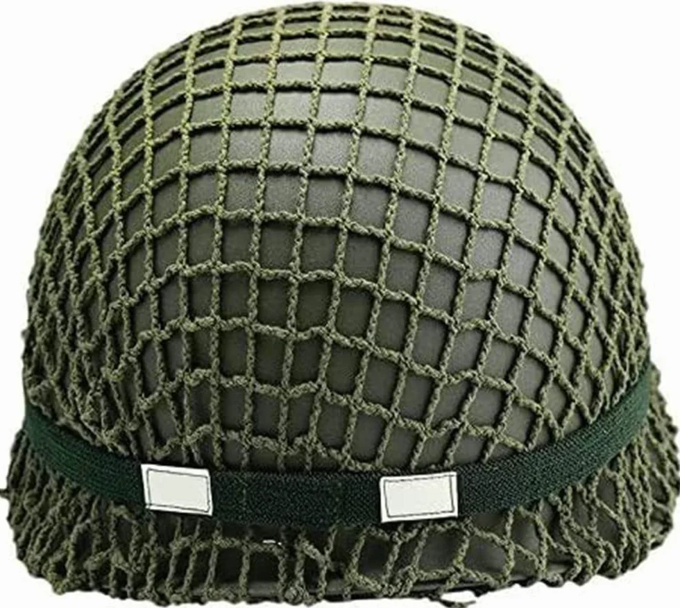 Casco Acero M1 WW2 US, WWII Equipo Militar Segunda Guerra Mundial Casco Imitación con Cubierta Red