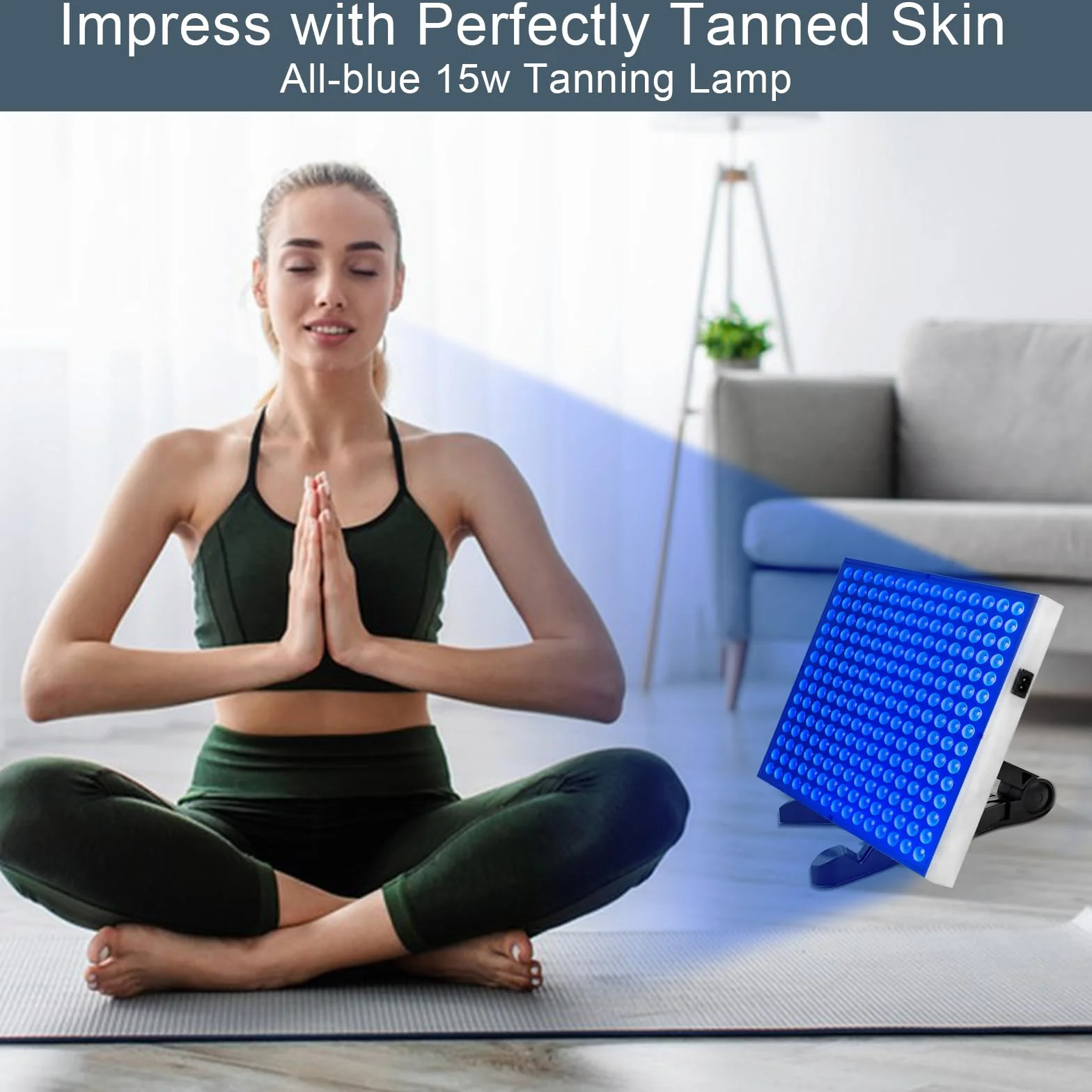 Lámpara bronceadora portátil con soporte ajustable y ganchos para colgar