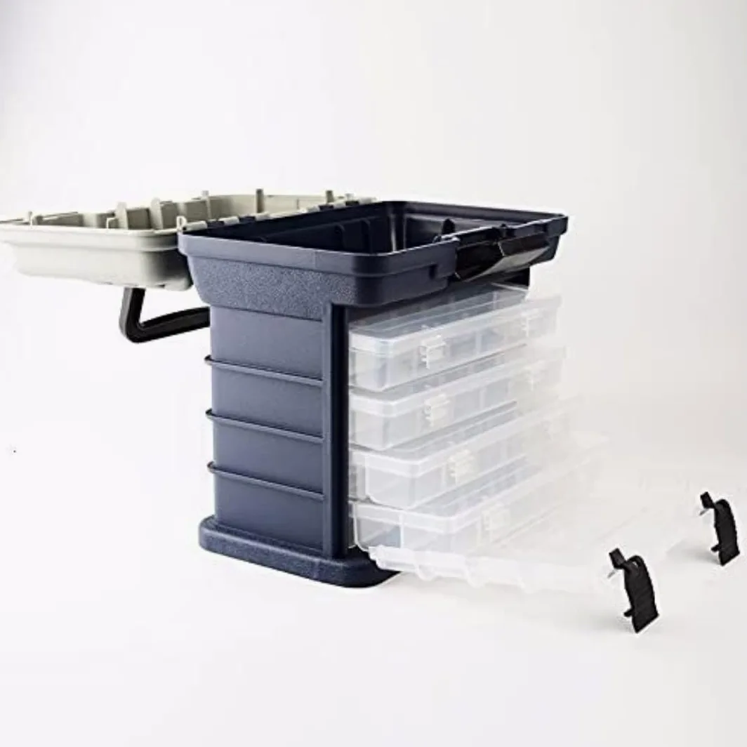 Caja para Aparejos Pesca, Caja De Herramientas De Pesca Caja Contenedora De Múltiples Capas Caja De Almacenamiento De Anzuelos De Pesca Con Mango De Plástico Caja para Accesorios de Pesca(Yellow)