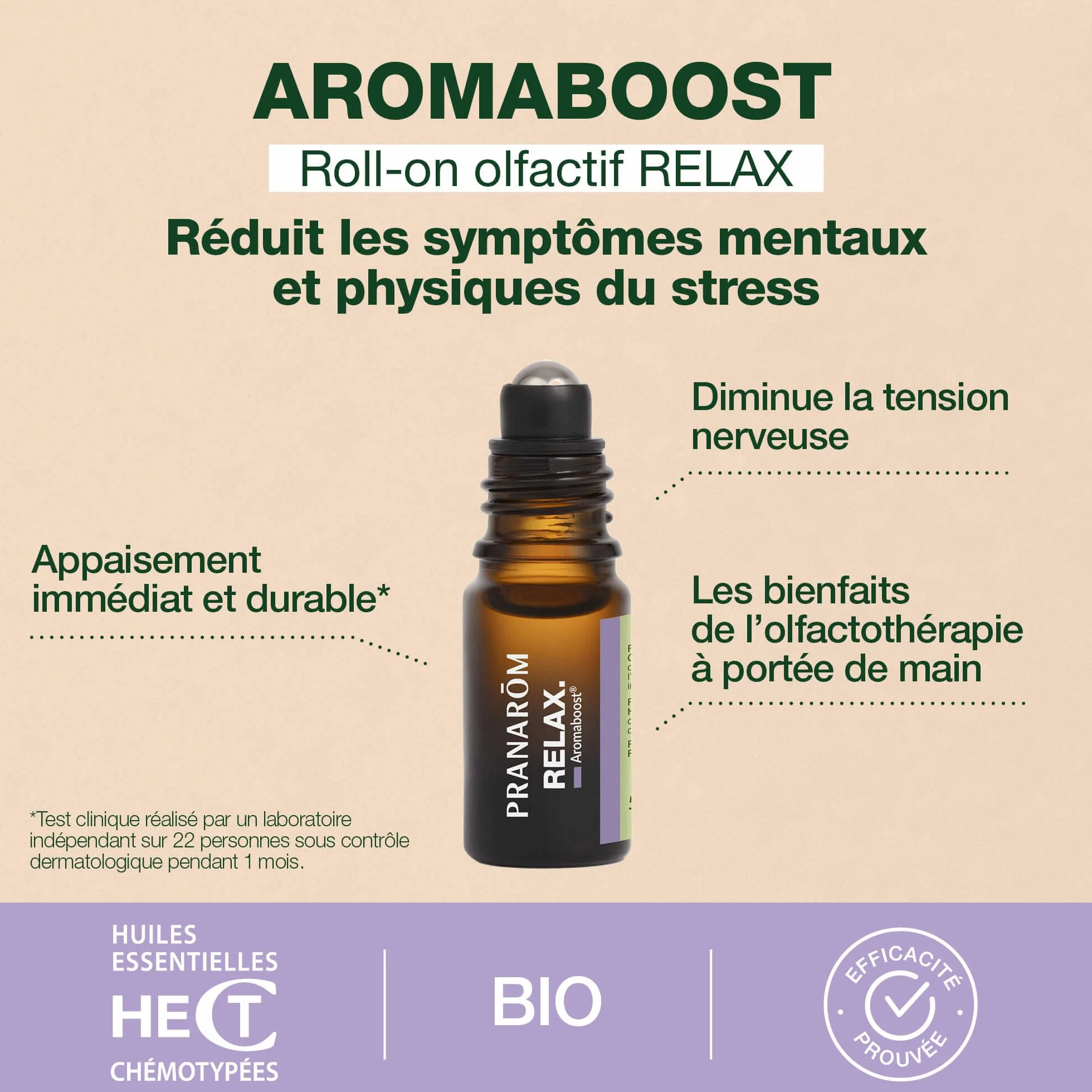 PRANARÔM Aromaboost Relax Bio Roll-on Olfativo Aceite Esencial Bio de Lavanda Verdadera 5 ml