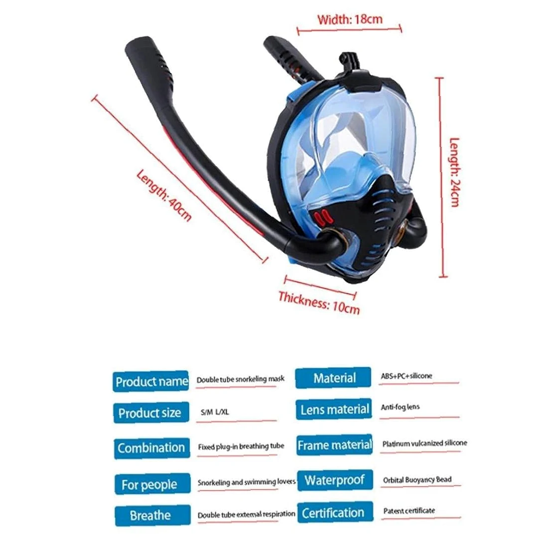 Hombres Adultos Mujeres Mascarilla Doble Respiración Tubo De Silicona Mascarillas De Snorkel De Buceo De Buceo De Buceo