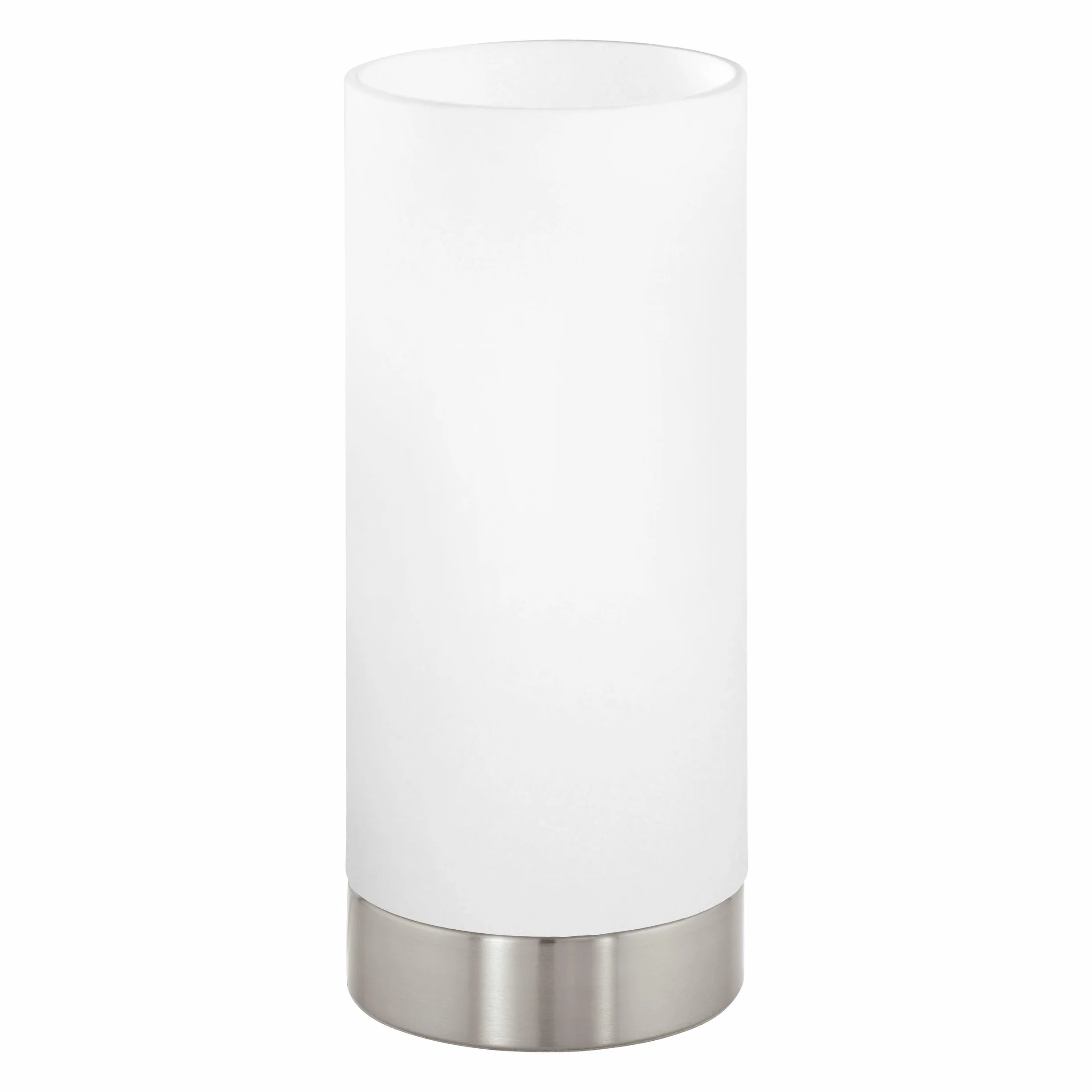 Eglo Lámpara de mesa DAMASCO 1, acero níquel mate, vidrio satinado, blanco, E27, interruptor