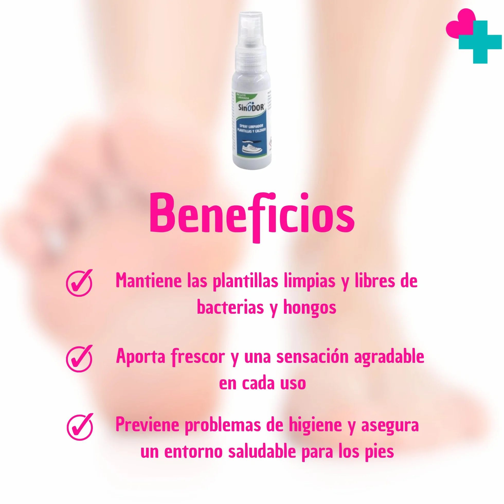 Herbi Feet Spray Limpiador de Plantillas 30 ml Antiolor Desinfectante Zapatos Antibacteriano Fungicida