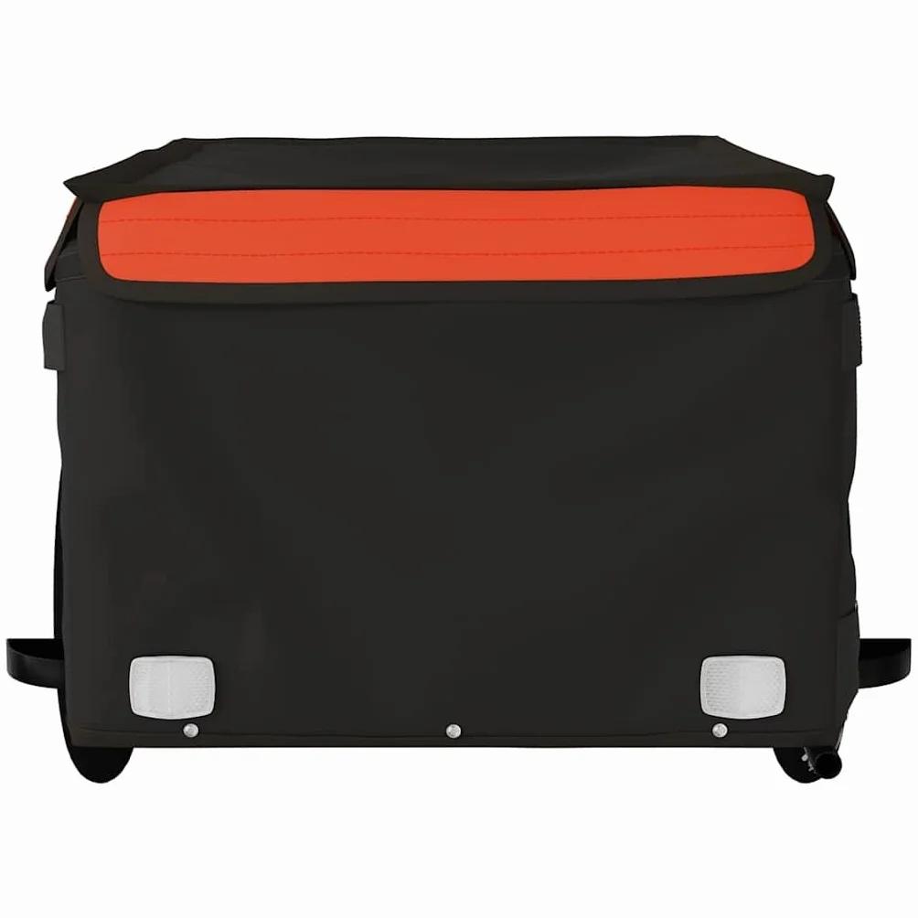 Remolque de bicicleta negro y rojo de hierro con capacidad de carga, 134 x 69 x, con barra de tracción y bandera de seguridad para cargas, transporte, compras y uso al aire libre