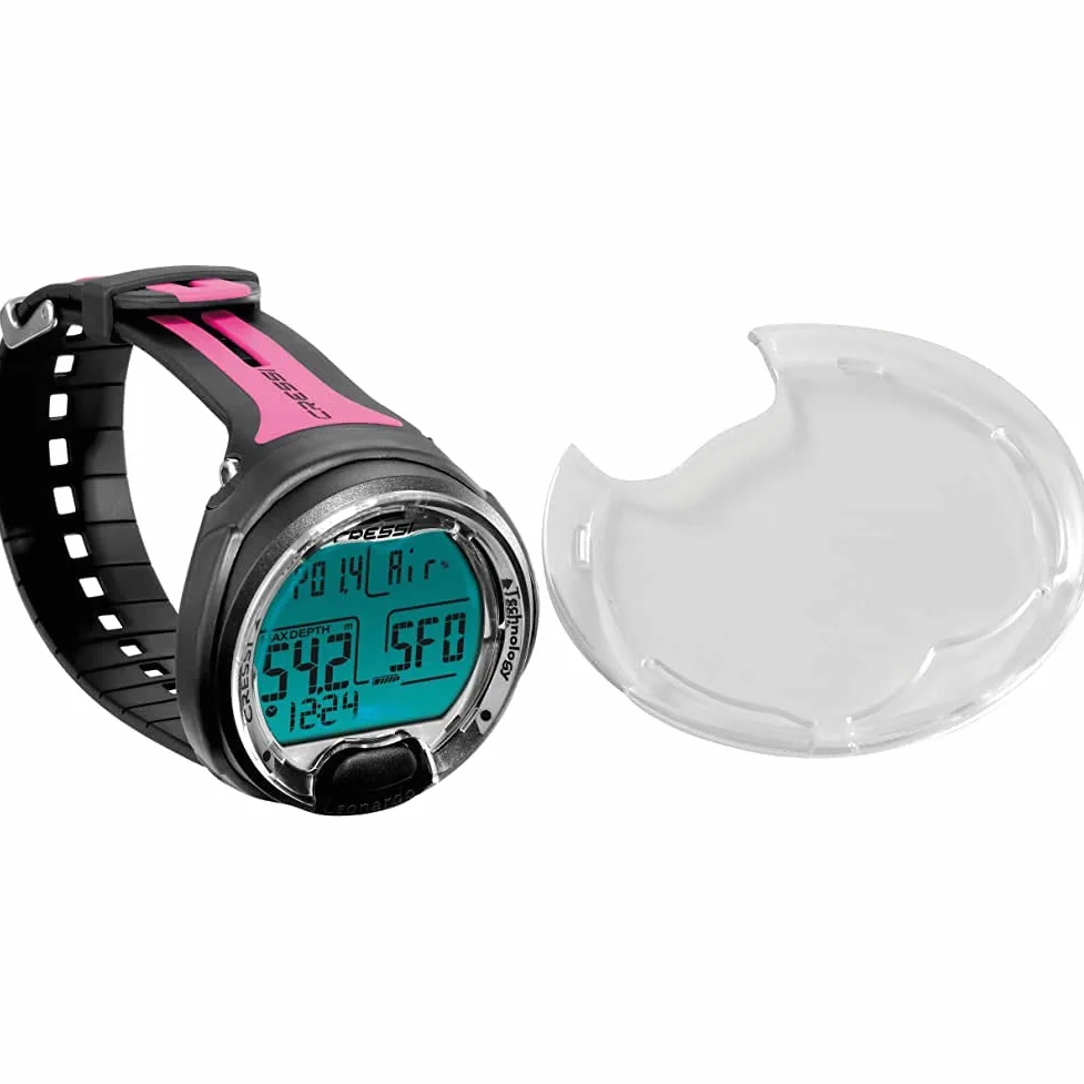 Cressi Leonardo Ordenador de Buceo, Adultos Unisex, Negro/Rosa + Lente de Protección para Ordenador de Buceo Profesional