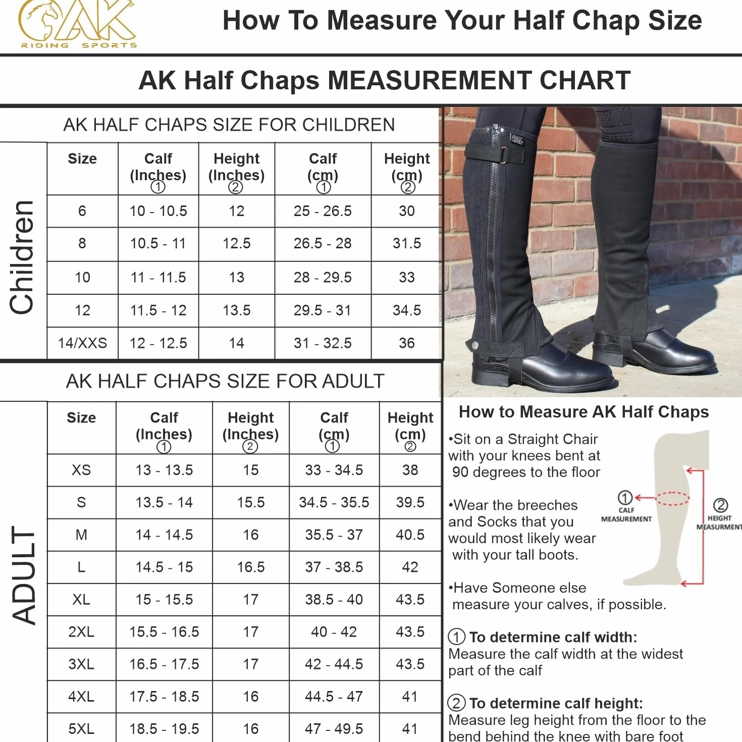 AK Thunder AKRS-1032 Medias chaparreras de cuero para equitación