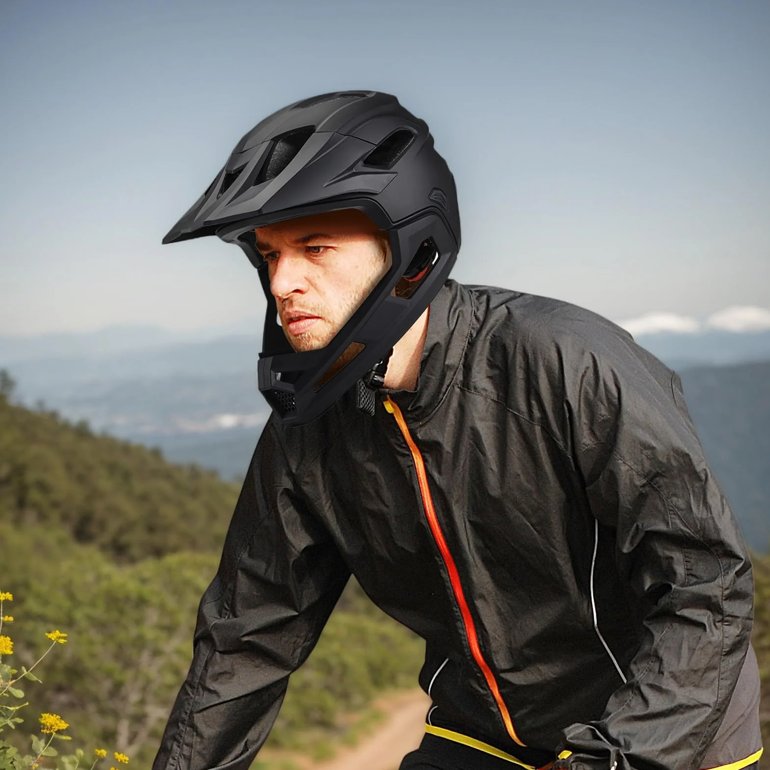 Casco De Bicicleta De Montaña: Casco De Cara Completa A Prueba De Choque Ajustable con Visera Y Soporte De Barbilla Desmontable para Adultos, Equipo De Protección Profesional Unisex para Andar En
