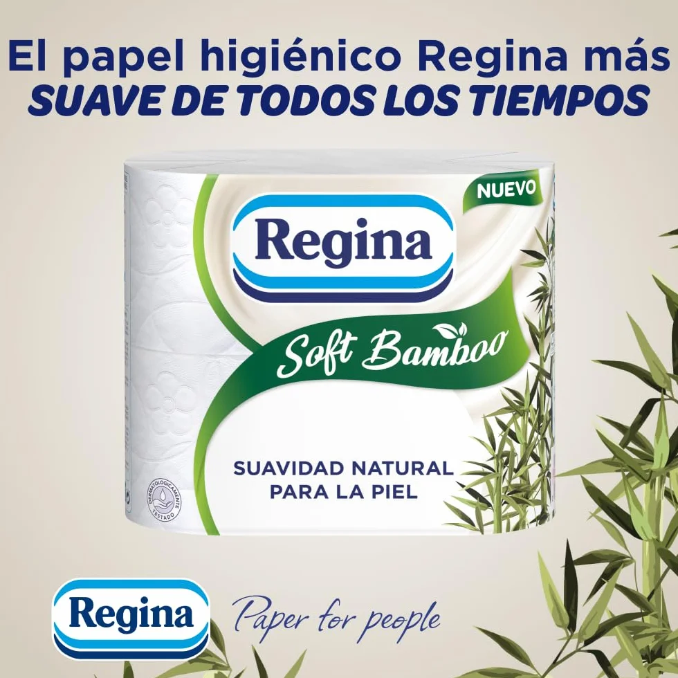 Regina Soft Bamboo Papel Higiénico 3 Capas 160 Hojas Fibras de Bambú Certificación FSC