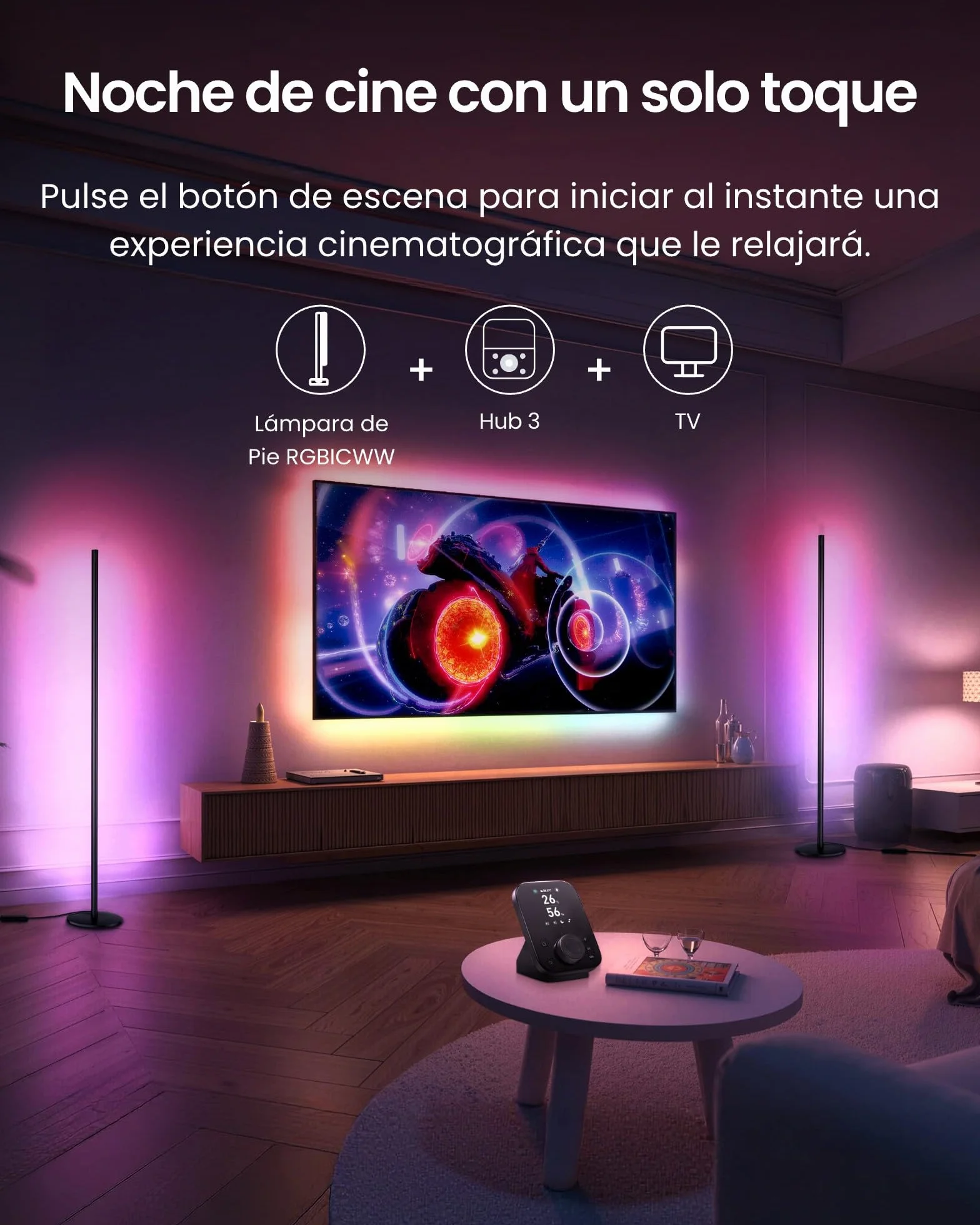 SwitchBot Matter RGBICWW Lámpara de Pie LED, Blanco Cálido y Frío, 16 Millones Colores, 1200lm, Compatible con Apple Home, Alexa, Google Home