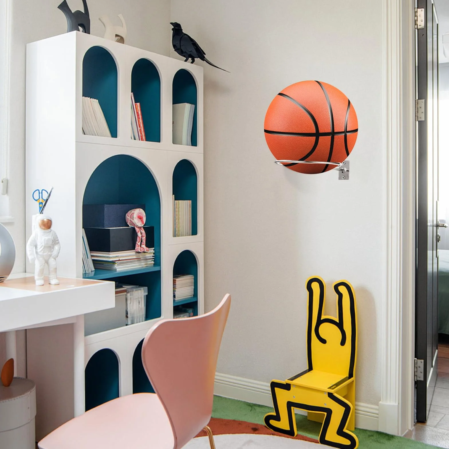 Soporte de Pared para Balones Soporte de Exhibición de Pelota con Tornillos 6 Piezas Plata para Baloncesto Fútbol Voleibol