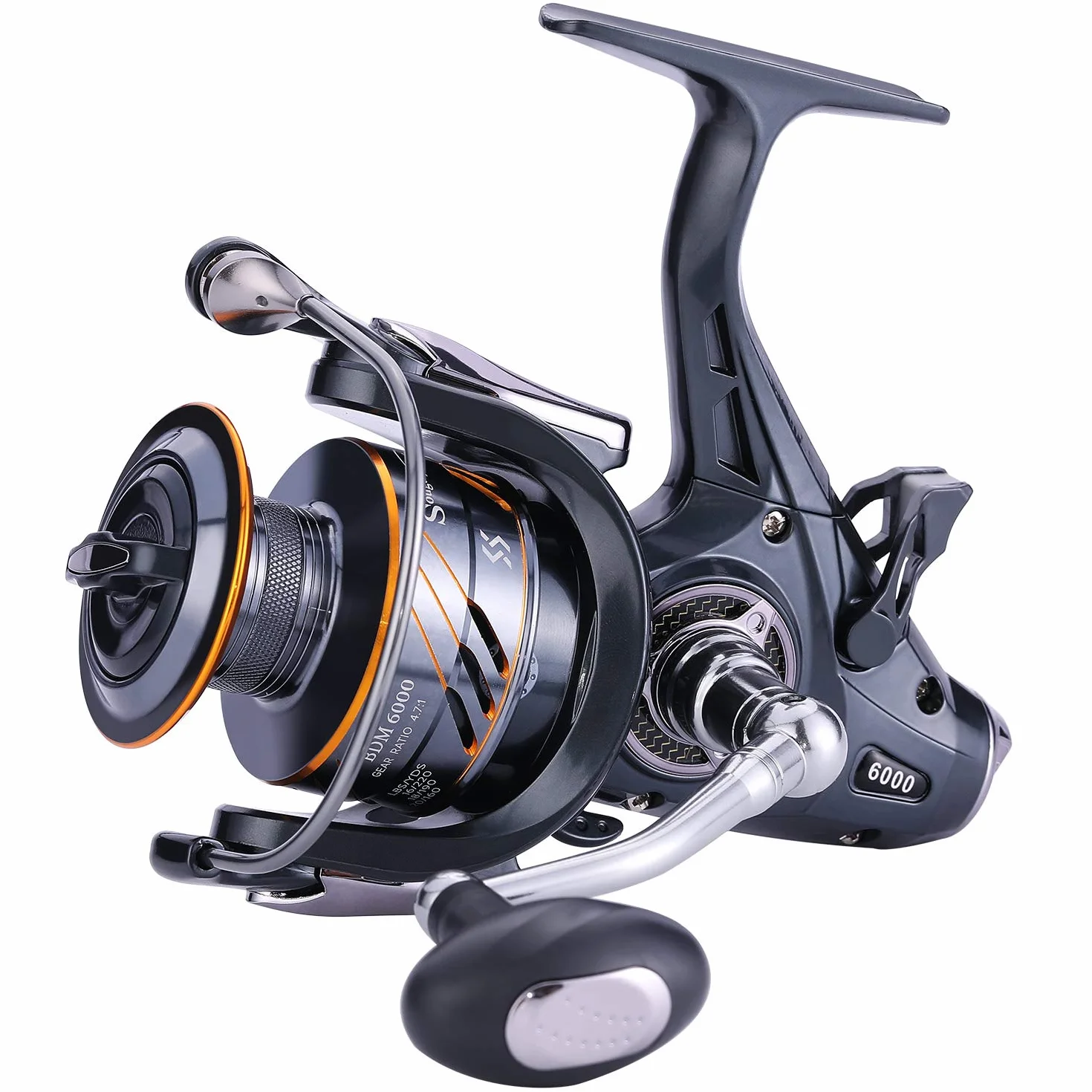 Sougayilang - Carrete de Pesca de Carpa 5+1 blindado de Acero Inoxidable BB - Drag de Fibra de Carbono para Pesca en Vivo