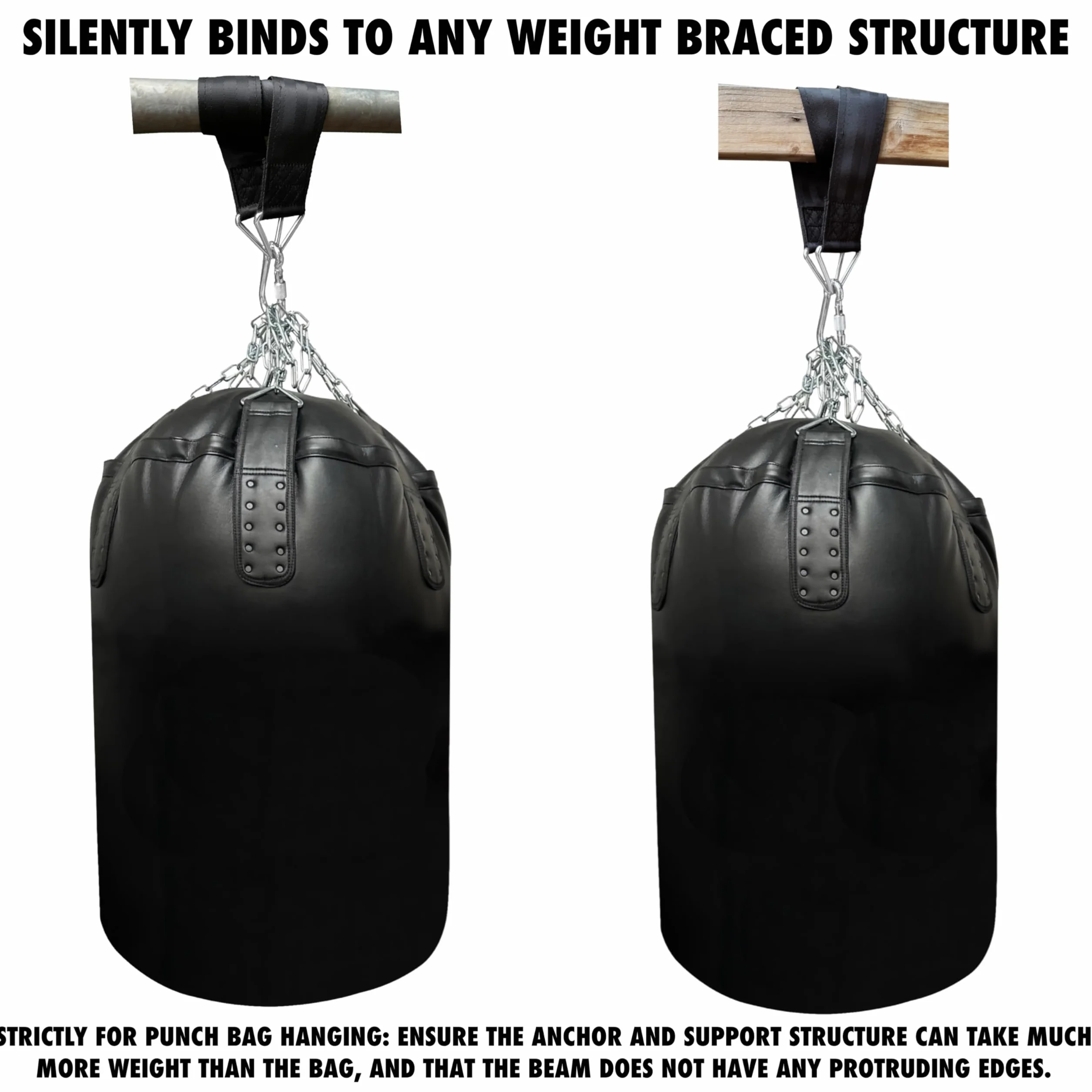 BULL DOZA FIGHT WEAR Heavy Duty Punch Bag Hanging Strap – Three Sizes | Extremely Strong Boxing Bag Hanger | Durable, Adjustable Punching Bag Holder for Home Gym & Training