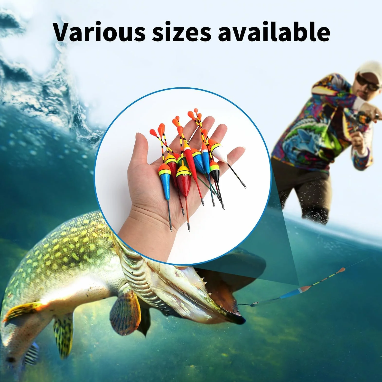 Set de Boyas de Pesca de Madera Ligera para Trucha y Pesca en el Mar, Incluye Flotadores de 1g y 3g, Colores Vivos y Duraderos, Apto para Todo Tipo de Pesca