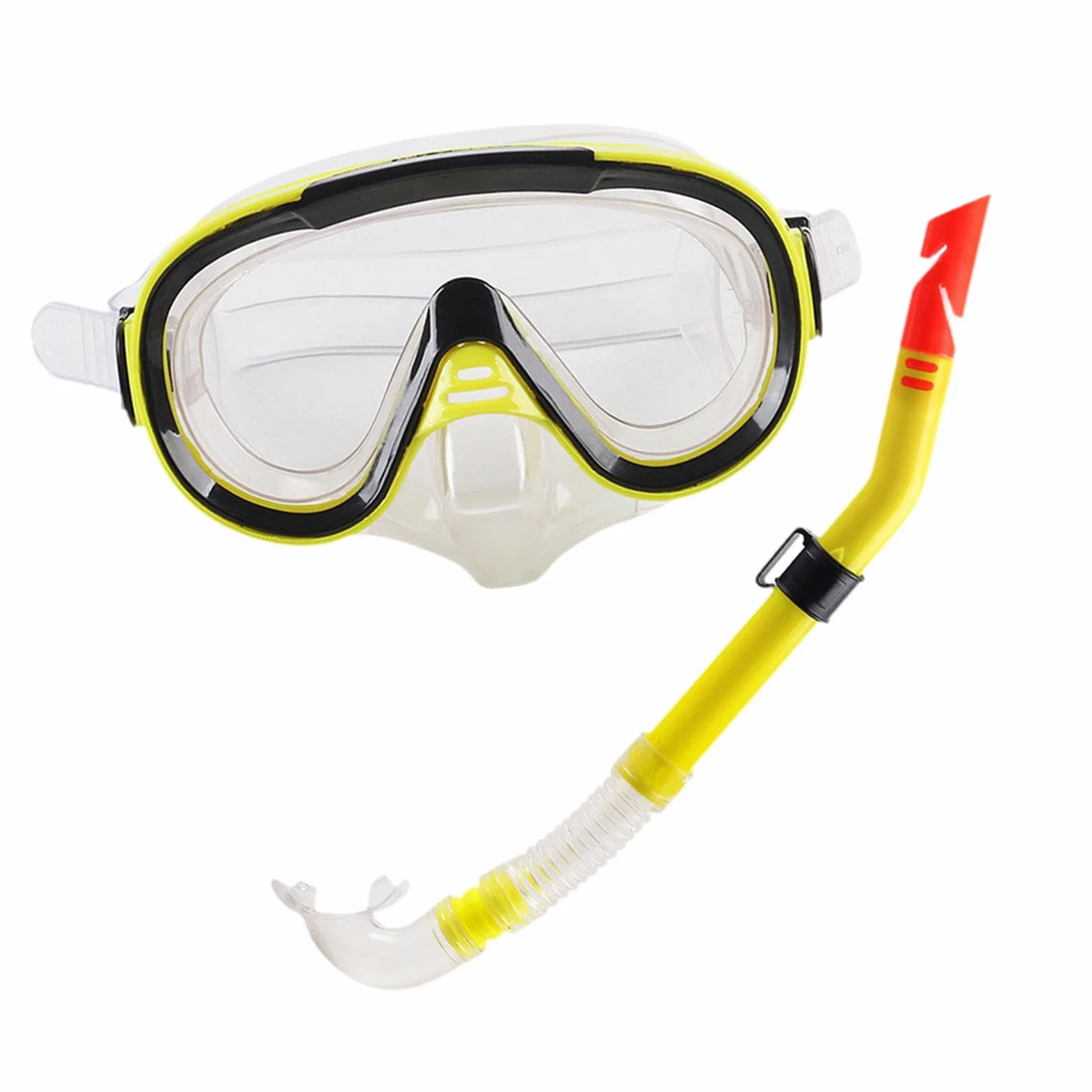 Juego de esnórquel de visión amplia, máscara de buceo, gafas de natación, gafas de buceo para bajo el agua, rojo transparente, 18,5 x 20,5 x 7 cm