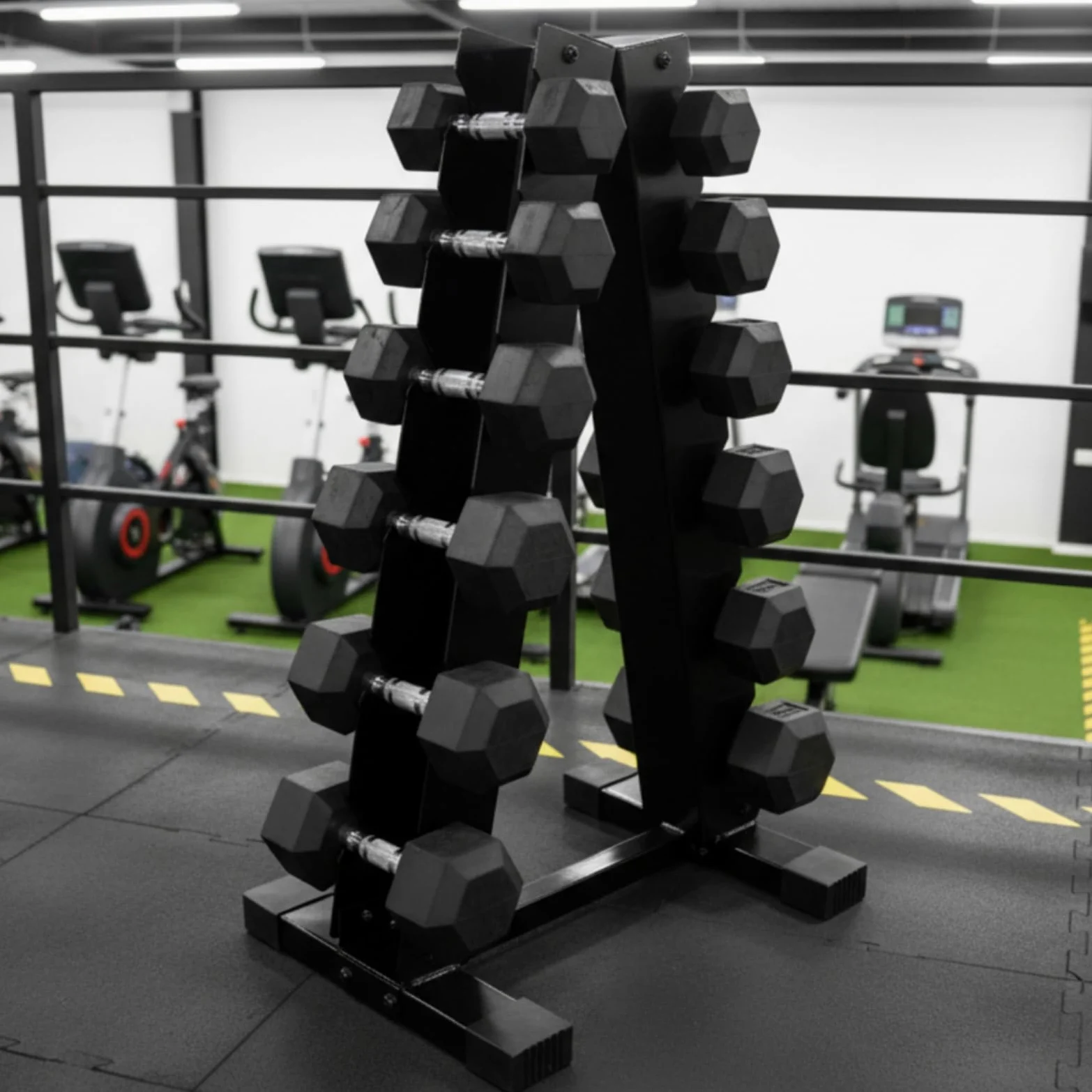 Gralara Soporte para Mancuernas Estantería Pesas Organizador Compacto Rack Hierro 6 Niveles Base Firme Pies Antideslizantes Zona Deporte Adecuado para Gimnasio Doméstico Área de Musculación Garaje