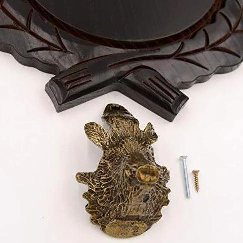 Placa de cuña tallada oscura AF 17,5 cm con 1 pieza de cabeza de cuña pequeña placa cuña, tabla de especias, cartel trofeo.