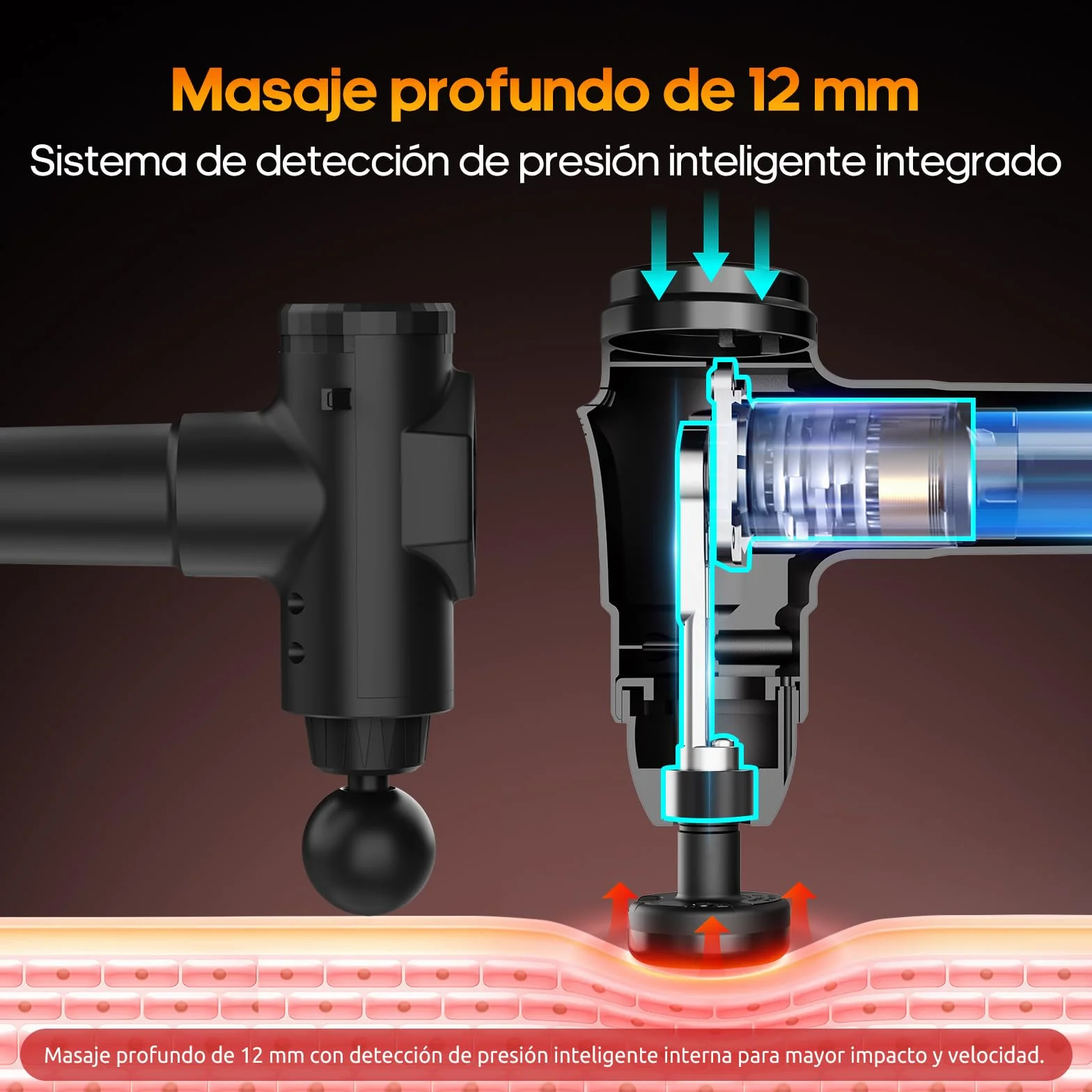 AERLANG Pistola de Masaje Muscular con Calor – Masajeador Muscular Profundo 20 Velocidades 7 Cabezales Pantalla LED