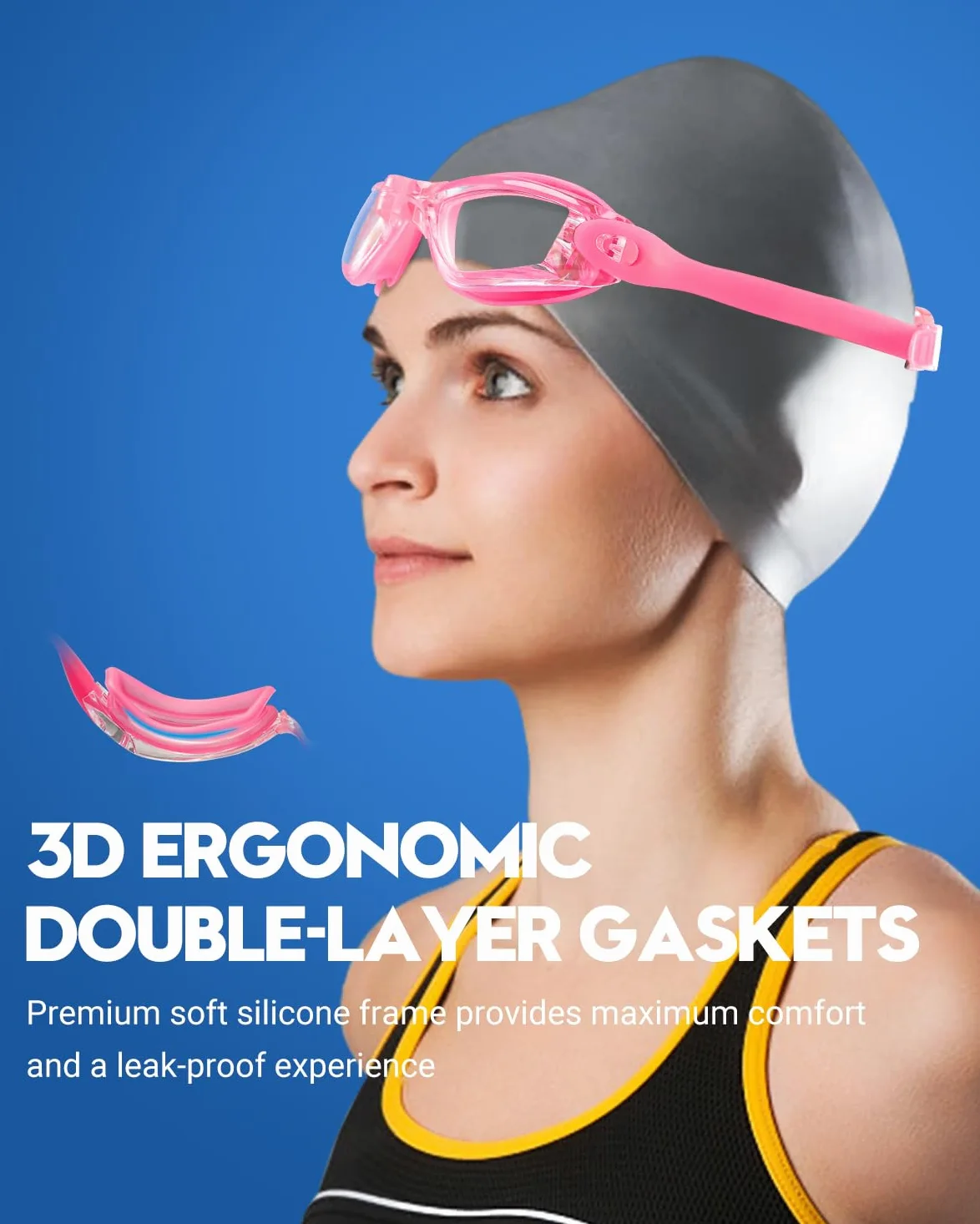 Juego de 2 gafas de natación sin fugas para adultos, hombres, mujeres, jóvenes