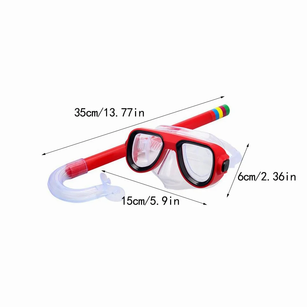 Juego de 5 protectores faciales de plástico para niños, deportes al aire libre, deportes acuáticos, buceo, piscina, gafas de protección facial con tubo de respiración, color rojo