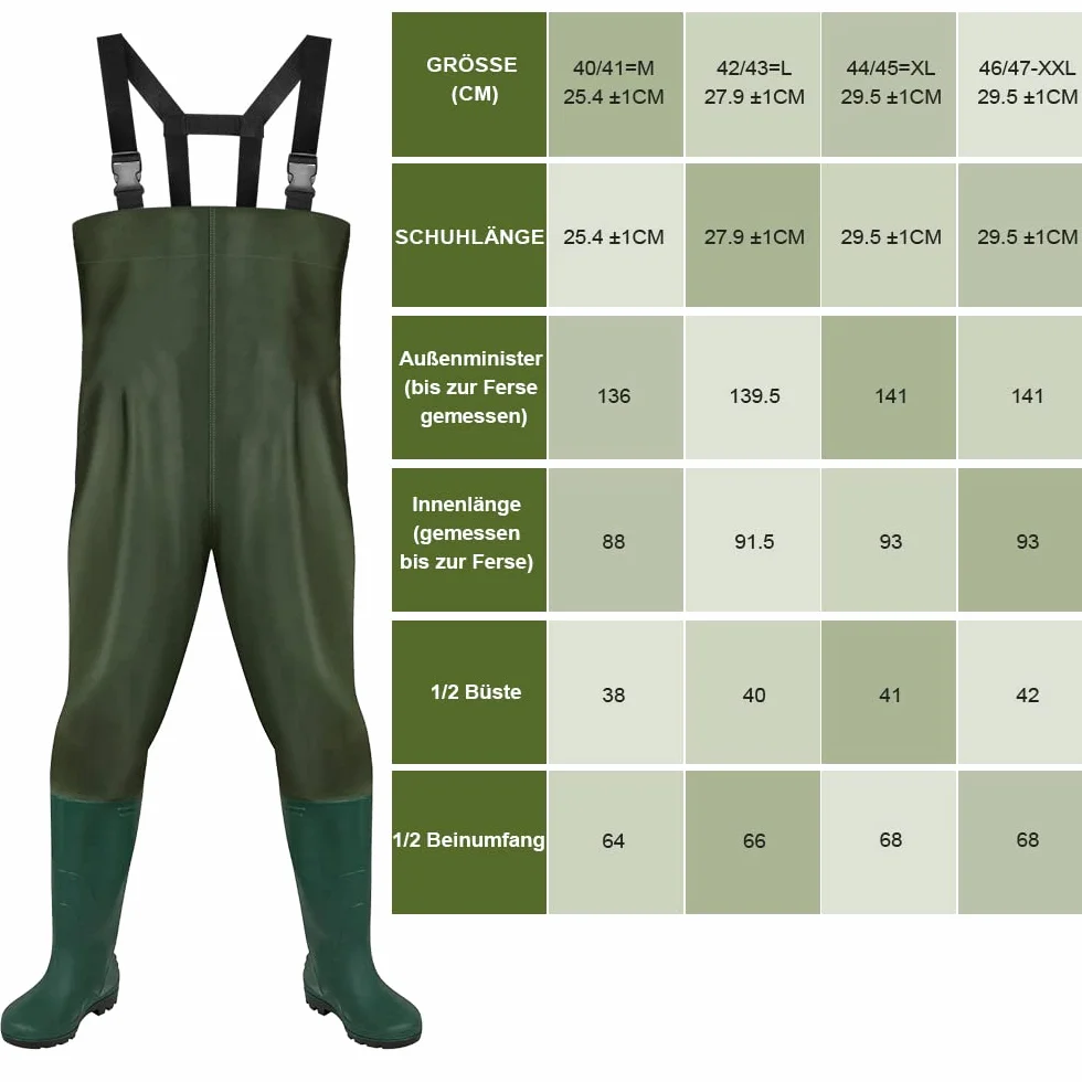 Daromigo Pantalones de vadeo para hombre, impermeables, material de PVC 70D, con botas, resistentes al agua, neopreno para pesca, deportes acuáticos y aventuras al aire libre