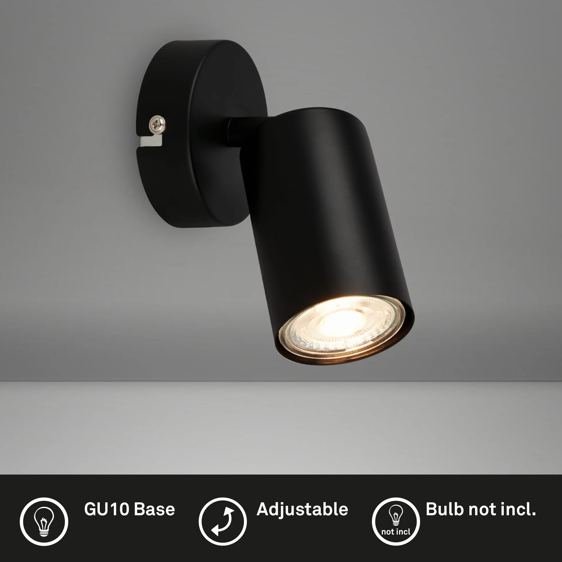 BRILONER Aplique de Pared Interior Orientable GU10 9W Negro 8x15.5 cm
