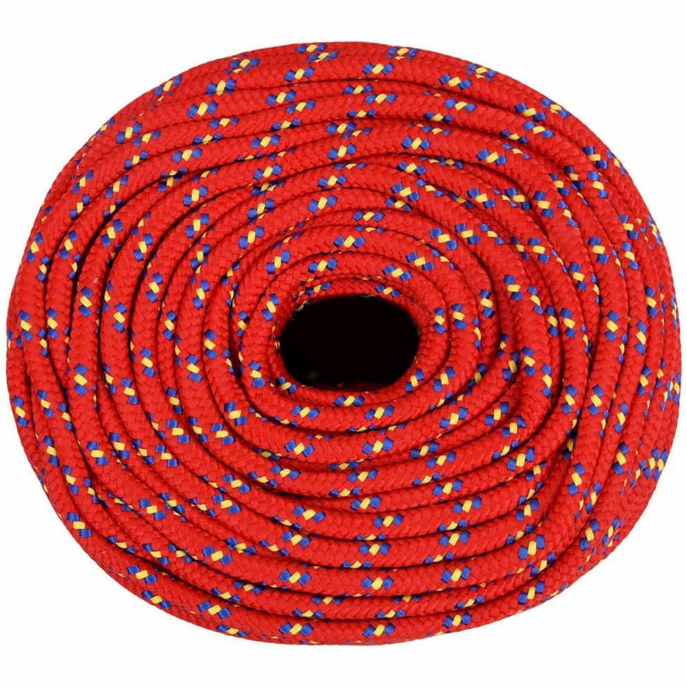 Cuerda de polipropileno de 8 mm de grosor, 250 m de largo, cuerda roja para velero, barco, yate para atar, amarrar, asegurar y tensar en exteriores